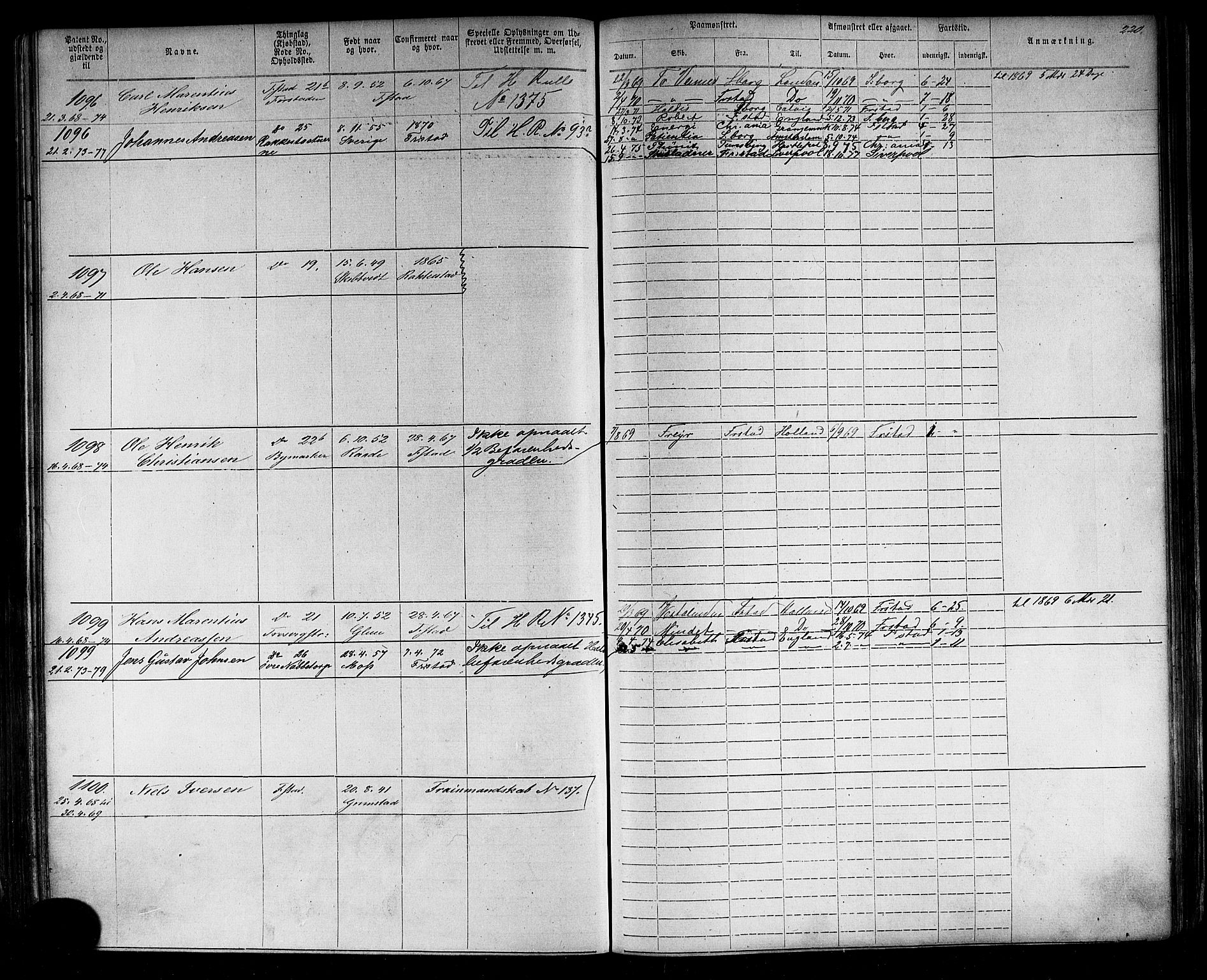 Fredrikstad mønstringskontor, SAO/A-10569b/F/Fc/Fca/L0002: Annotasjonsrulle, 1868-1885, s. 224