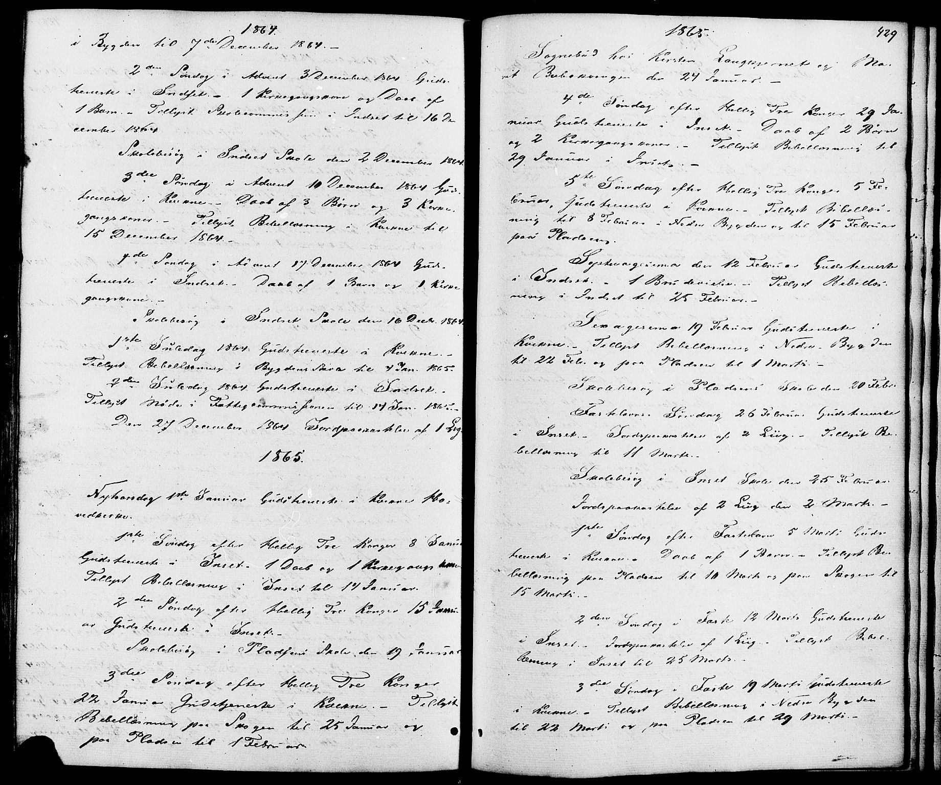 Kvikne prestekontor, AV/SAH-PREST-064/H/Ha/Haa/L0006: Ministerialbok nr. 6, 1863-1886, s. 429