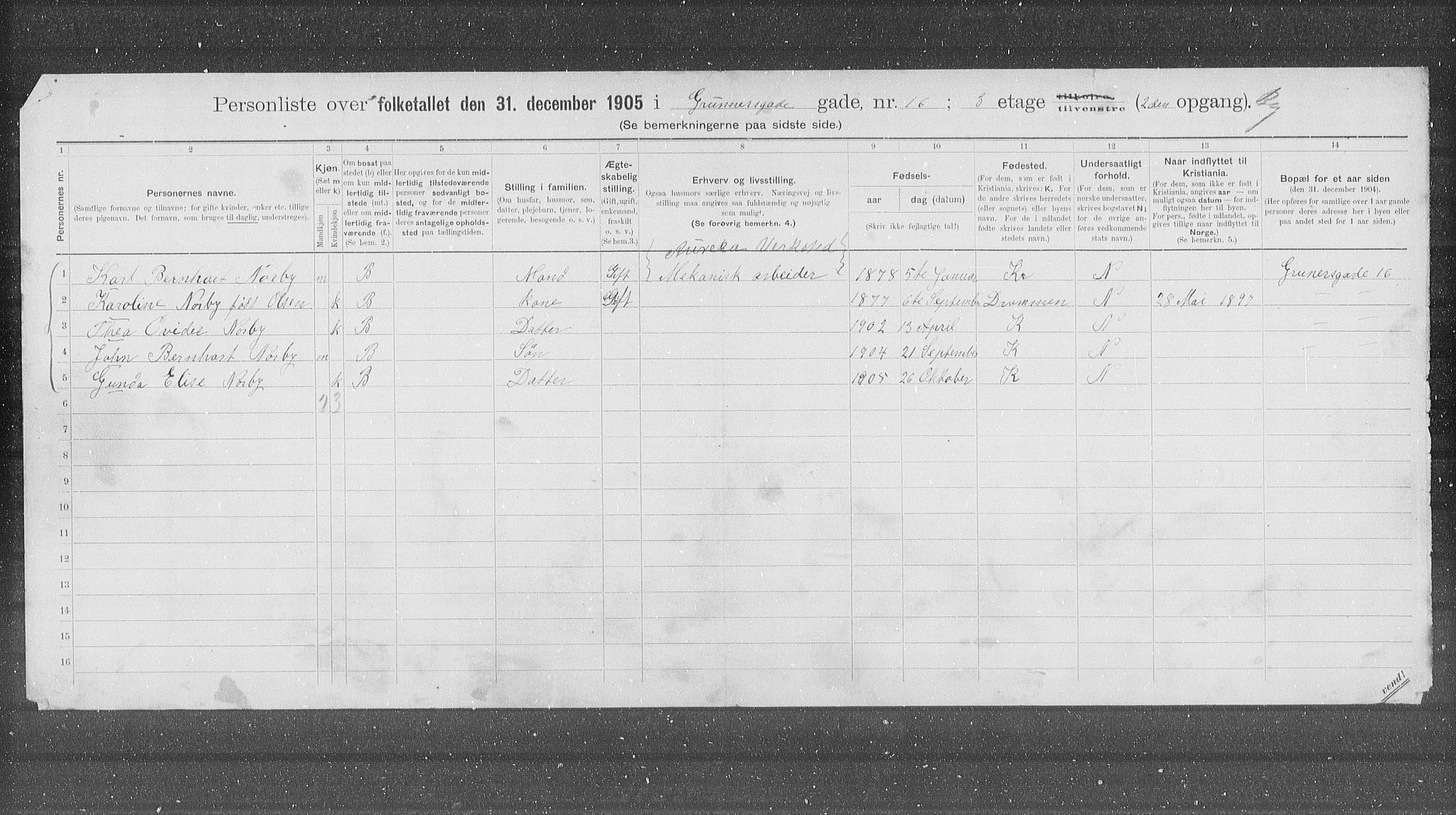 OBA, Kommunal folketelling 31.12.1905 for Kristiania kjøpstad, 1905, s. 16123