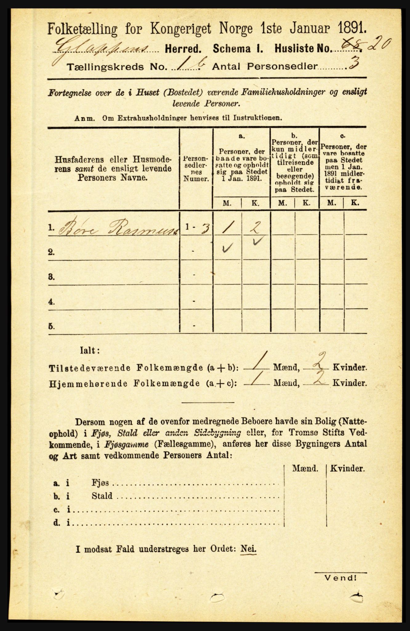 RA, Folketelling 1891 for 1445 Gloppen herred, 1891, s. 393