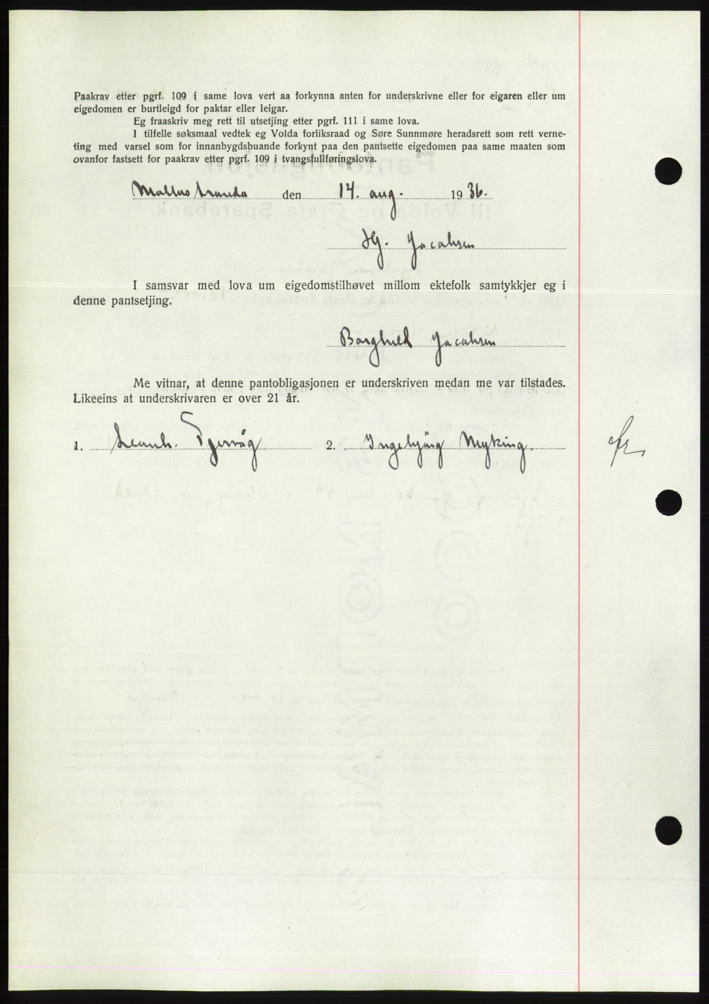 Søre Sunnmøre sorenskriveri, AV/SAT-A-4122/1/2/2C/L0061: Pantebok nr. 55, 1936-1936, Dagboknr: 1224/1936