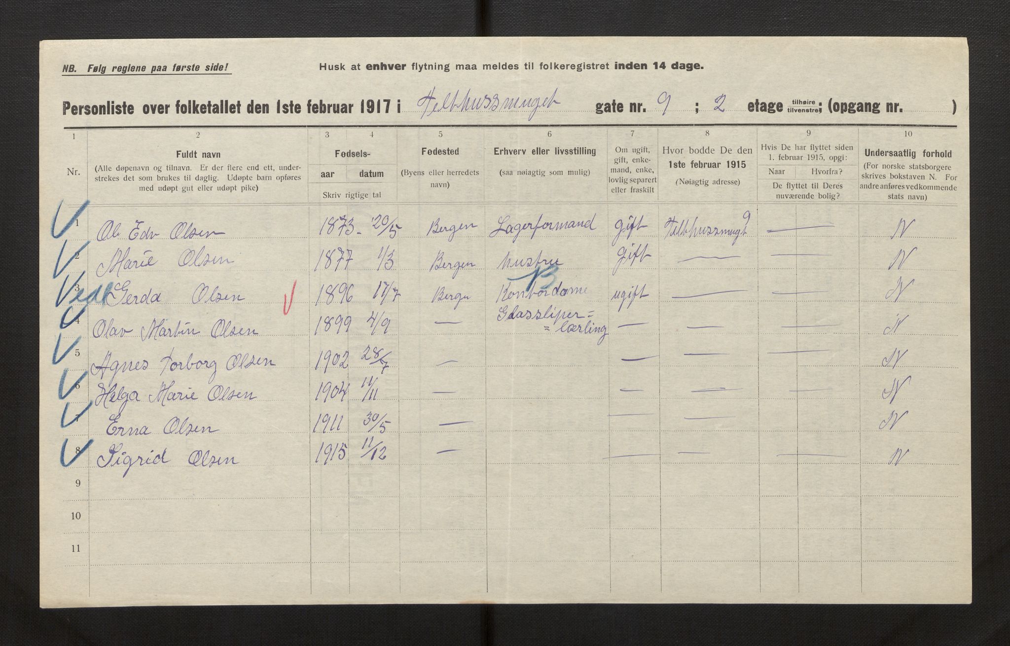 SAB, Kommunal folketelling 1917 for Bergen kjøpstad, 1917, s. 41363