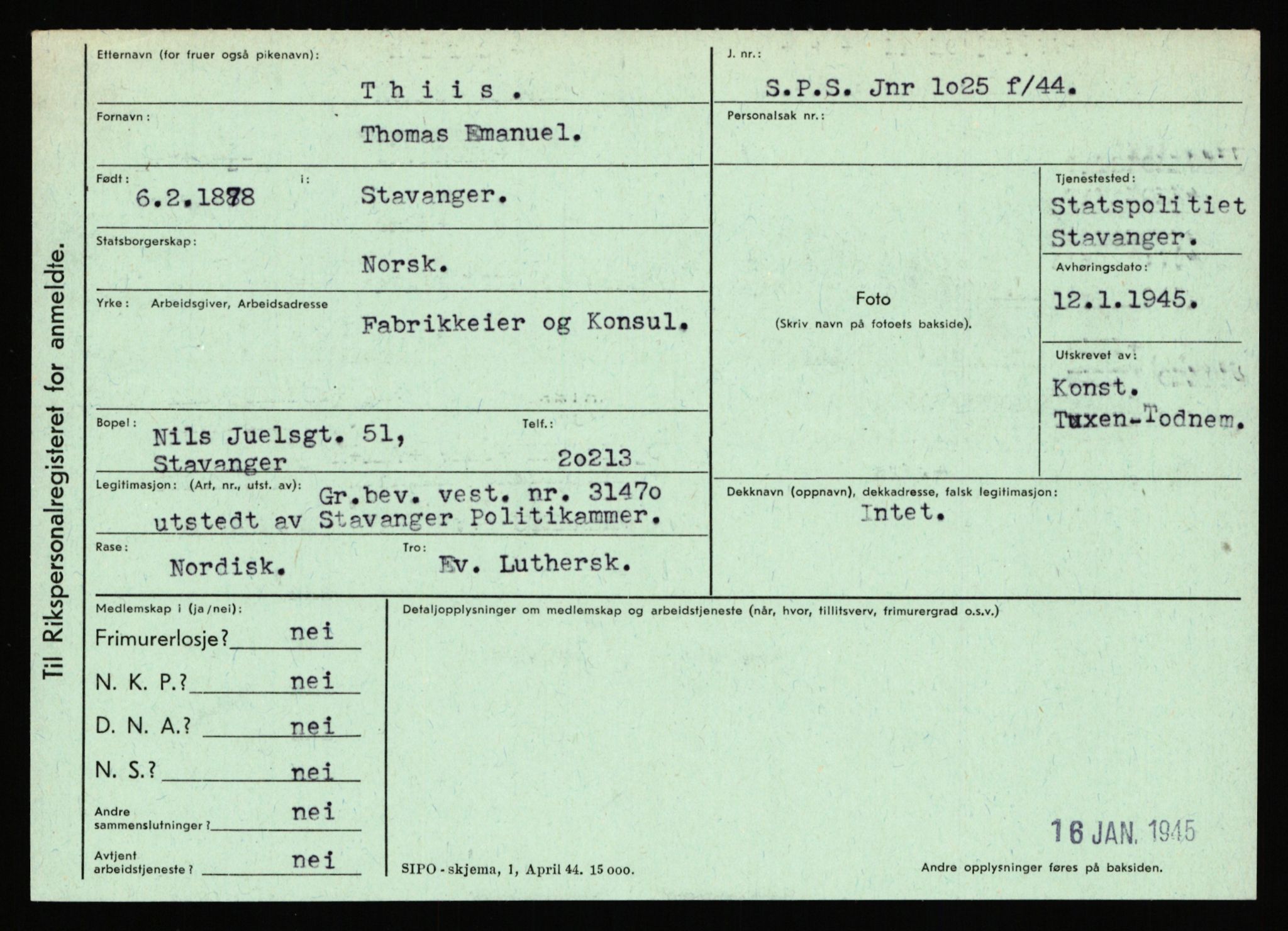 Statspolitiet - Hovedkontoret / Osloavdelingen, AV/RA-S-1329/C/Ca/L0015: Svea - Tøsse, 1943-1945, s. 2376