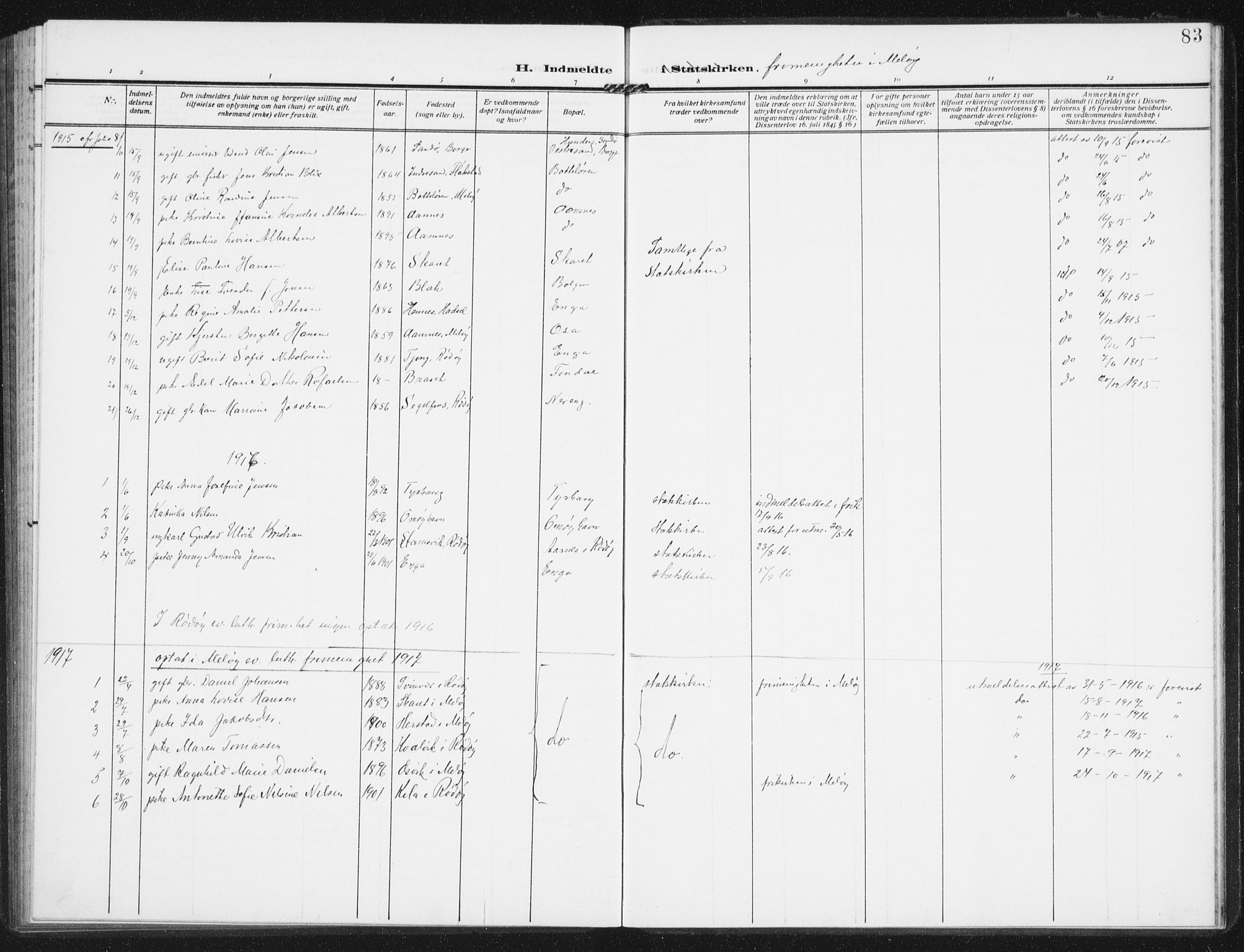 Ministerialprotokoller, klokkerbøker og fødselsregistre - Nordland, SAT/A-1459/843/L0629: Ministerialbok nr. 843A04, 1907-1925, s. 83