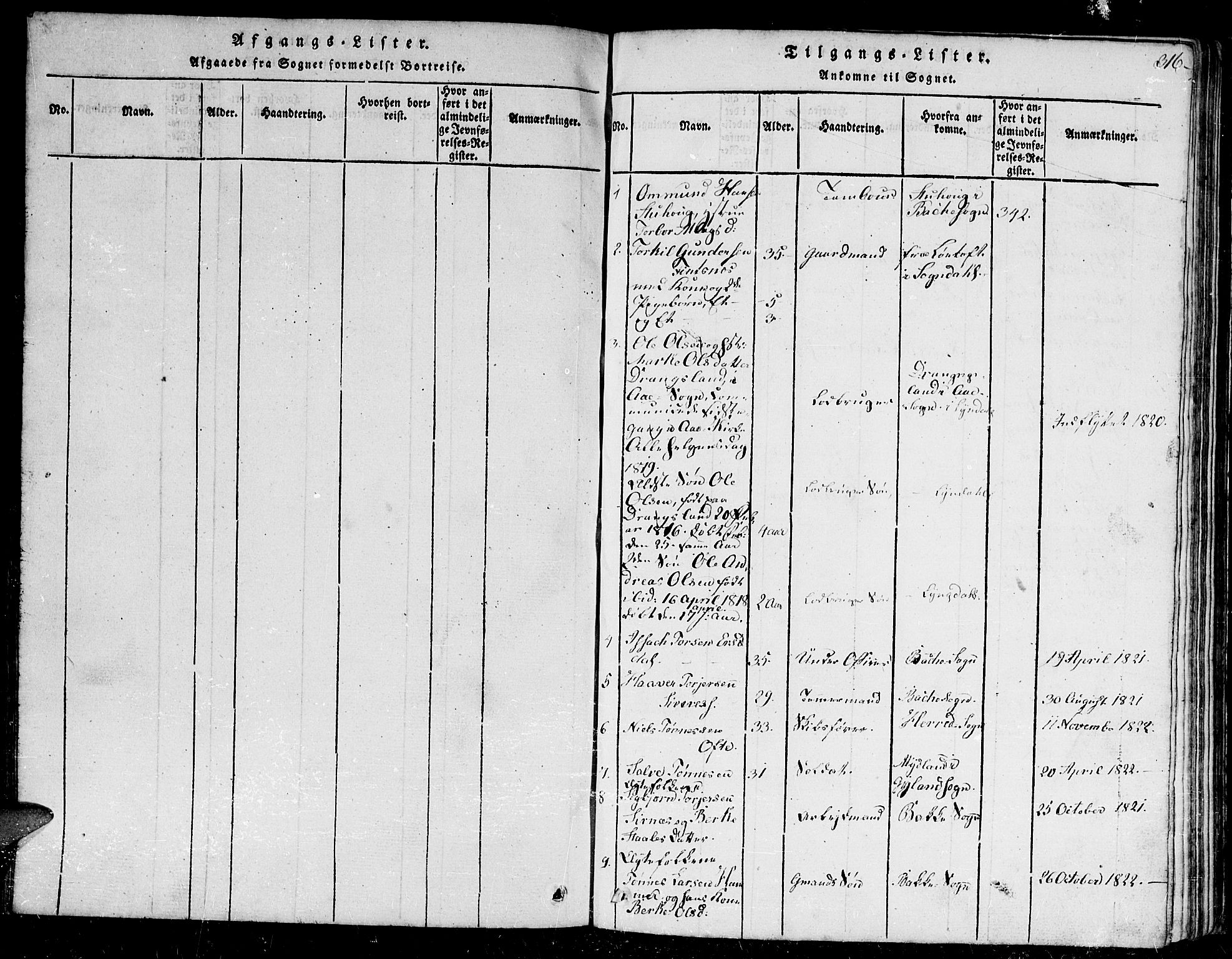 Flekkefjord sokneprestkontor, SAK/1111-0012/F/Fb/Fbc/L0003: Klokkerbok nr. B 3, 1815-1826, s. 316