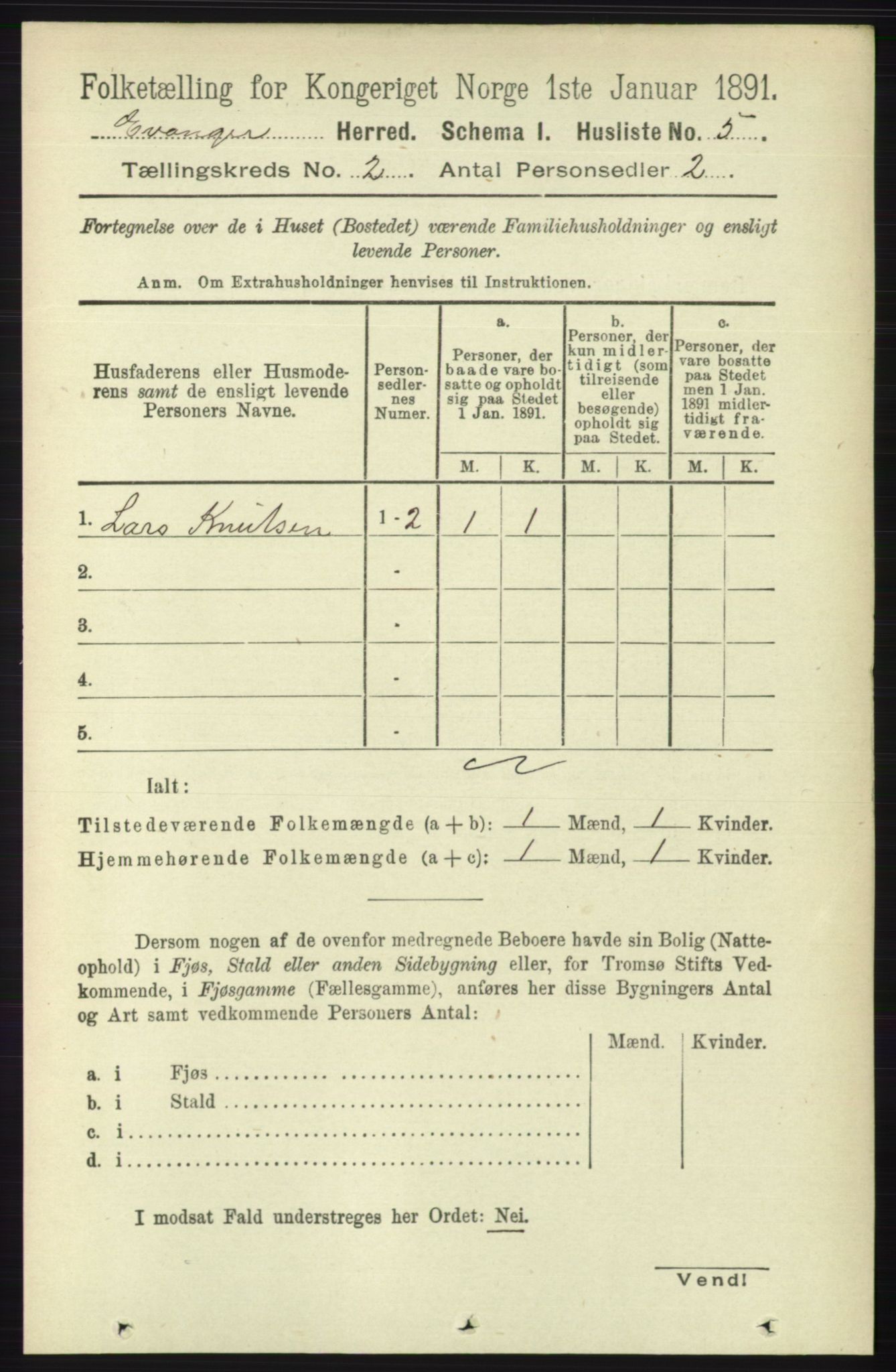 RA, Folketelling 1891 for 1237 Evanger herred, 1891, s. 259