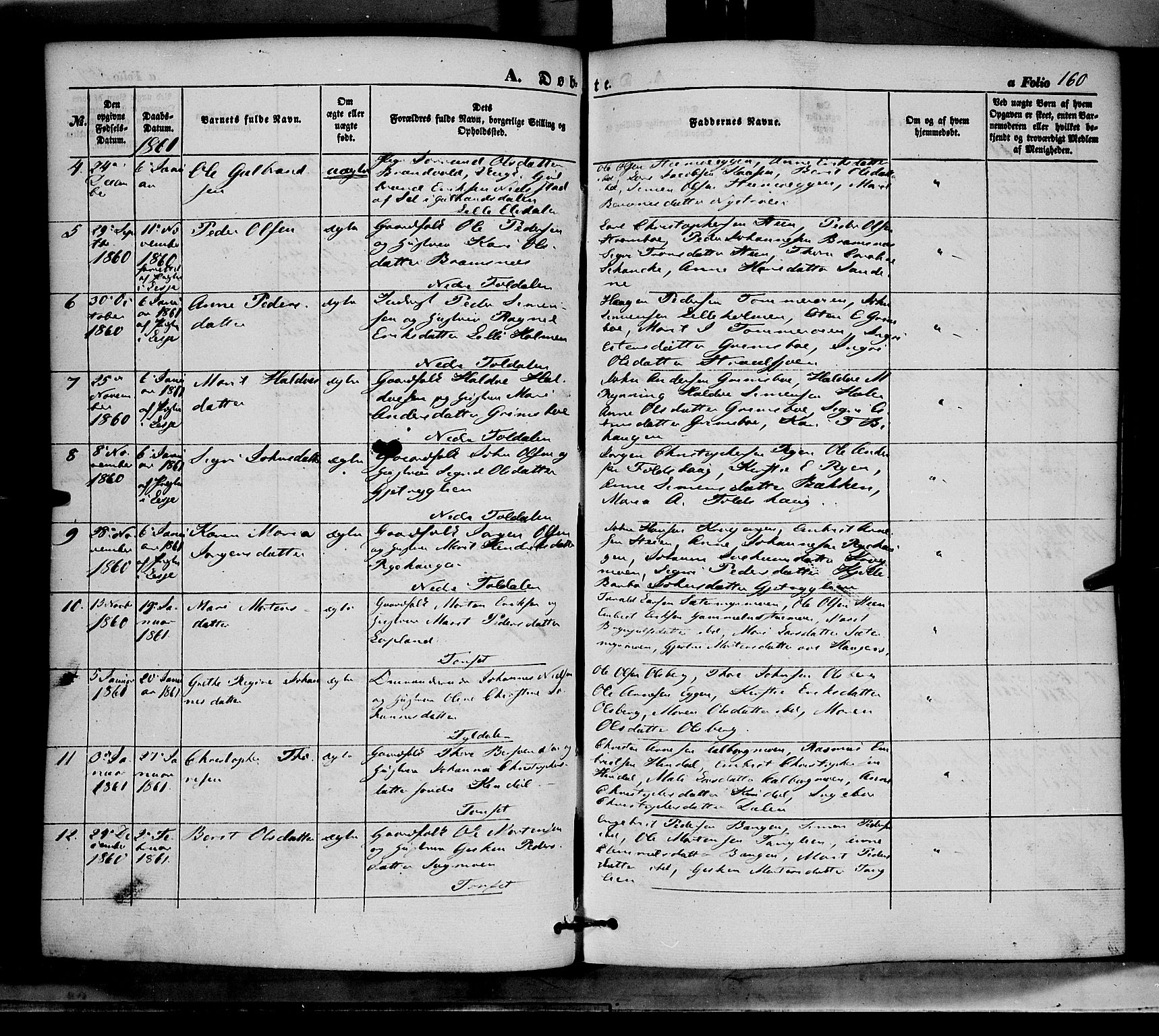 Tynset prestekontor, AV/SAH-PREST-058/H/Ha/Haa/L0020: Ministerialbok nr. 20, 1848-1862, s. 160
