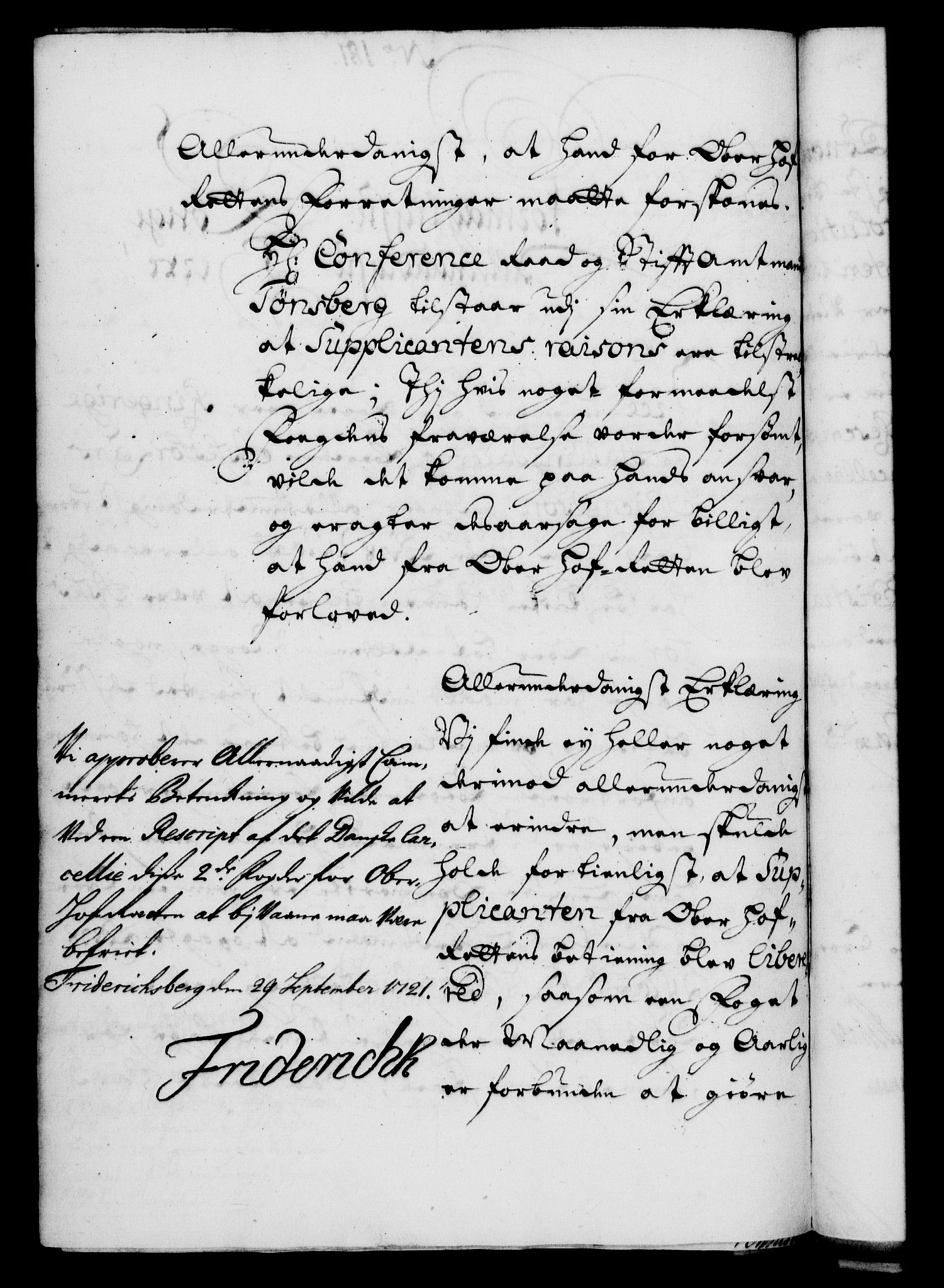 Rentekammeret, Kammerkanselliet, RA/EA-3111/G/Gf/Gfa/L0004: Norsk relasjons- og resolusjonsprotokoll (merket RK 52.4), 1721, s. 1305