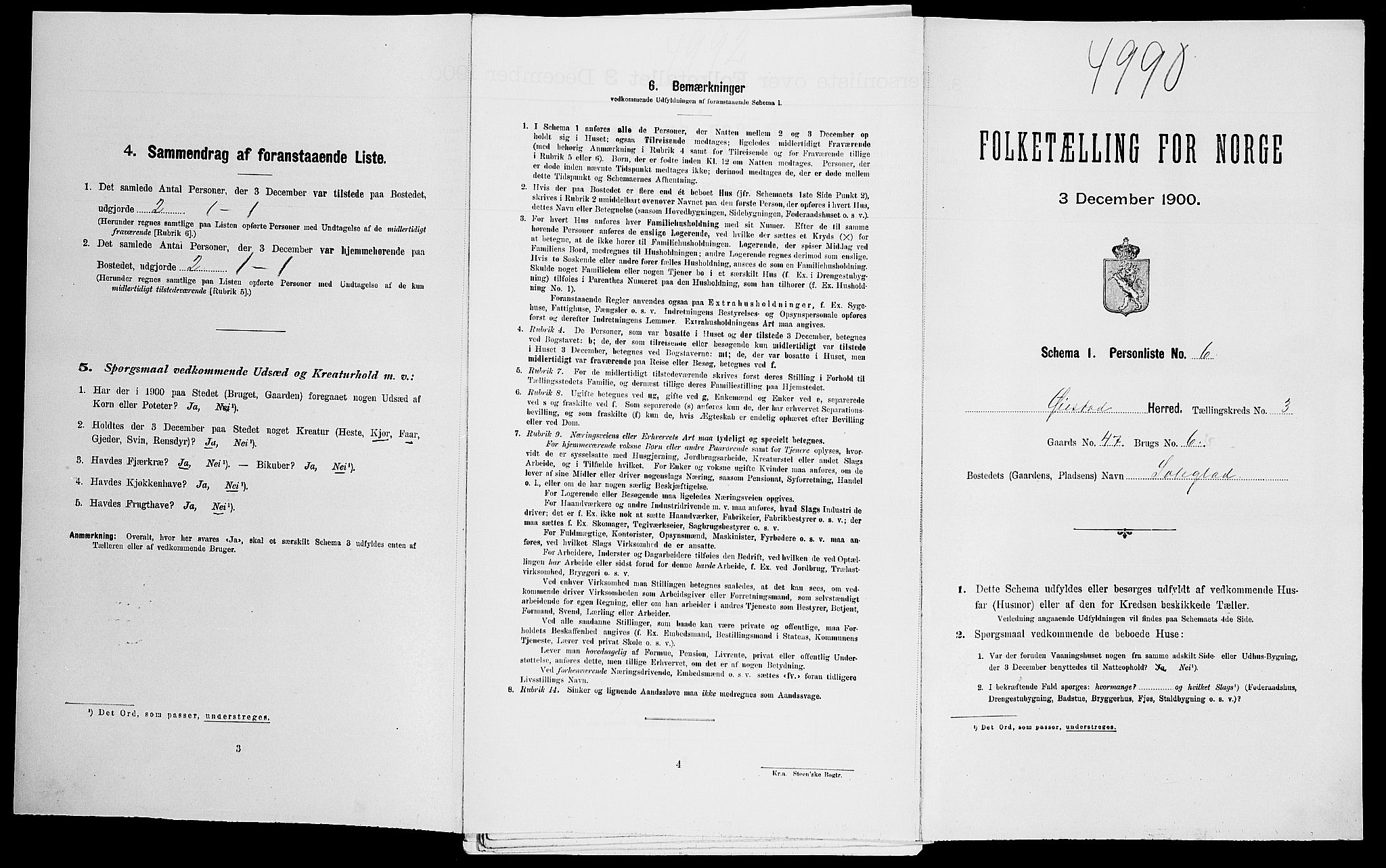 SAK, Folketelling 1900 for 0920 Øyestad herred, 1900, s. 447