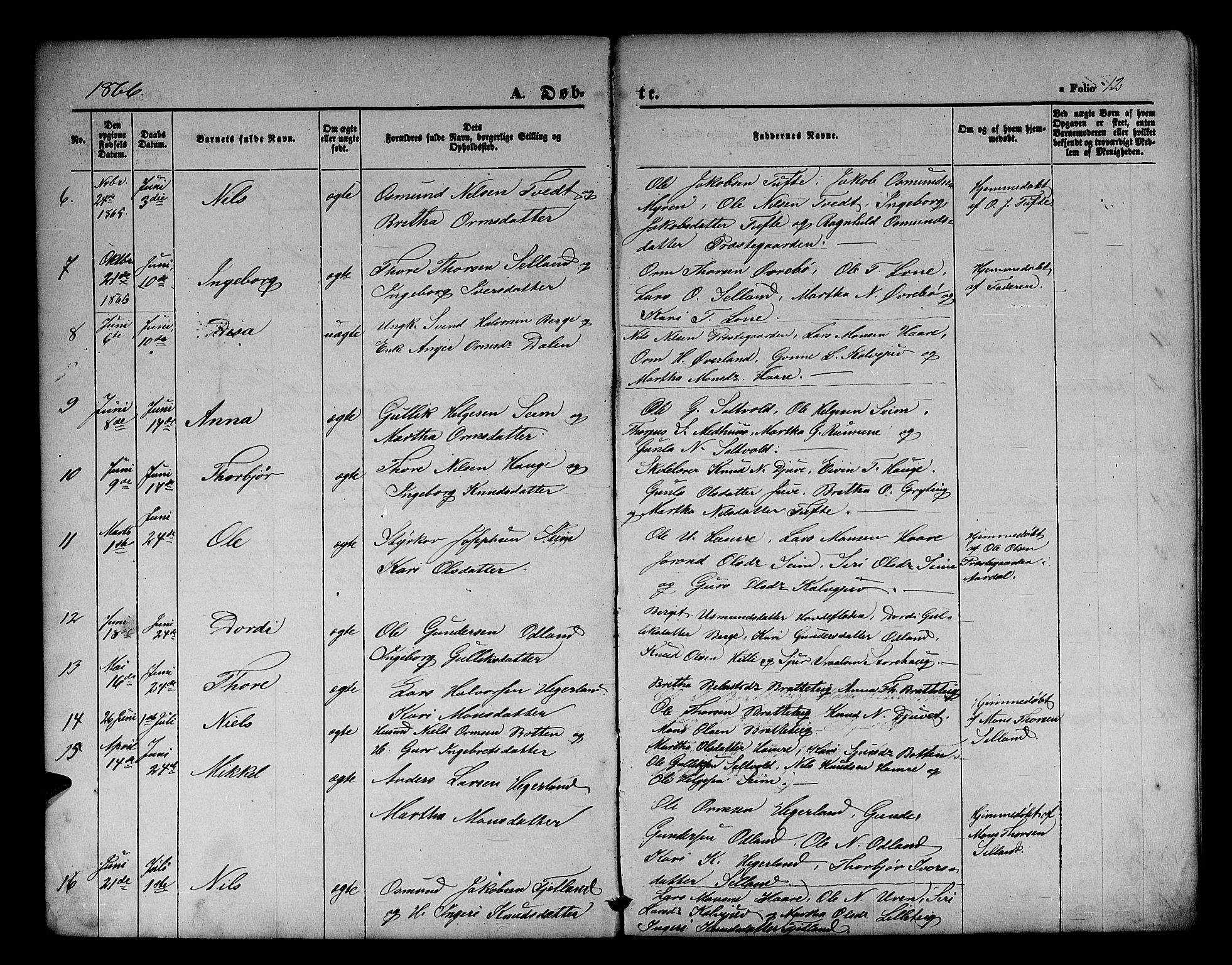 Røldal sokneprestembete, AV/SAB-A-100247: Klokkerbok nr. A 2, 1861-1886, s. 12