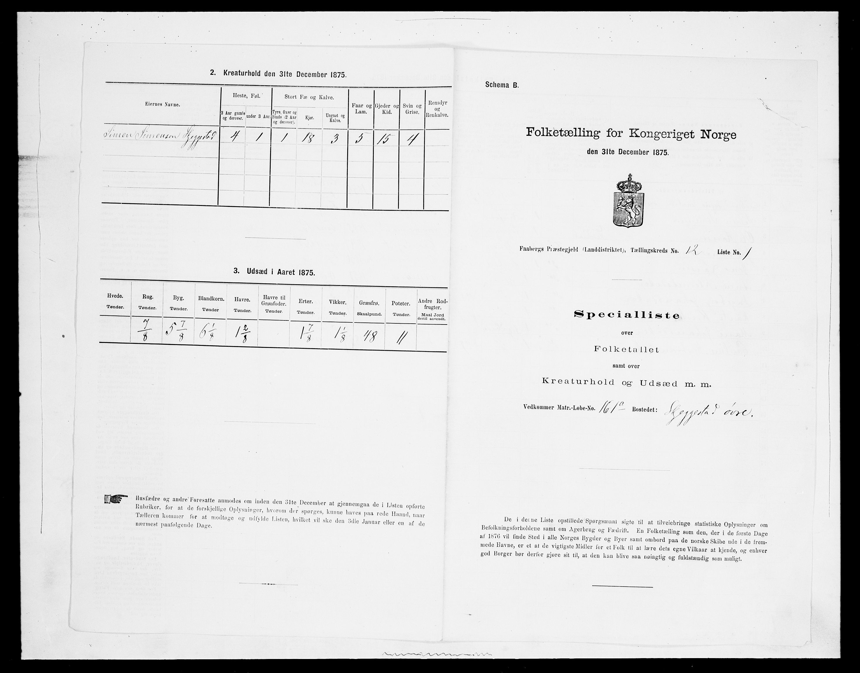 SAH, Folketelling 1875 for 0524L Fåberg prestegjeld, Fåberg sokn og Lillehammer landsokn, 1875, s. 1453