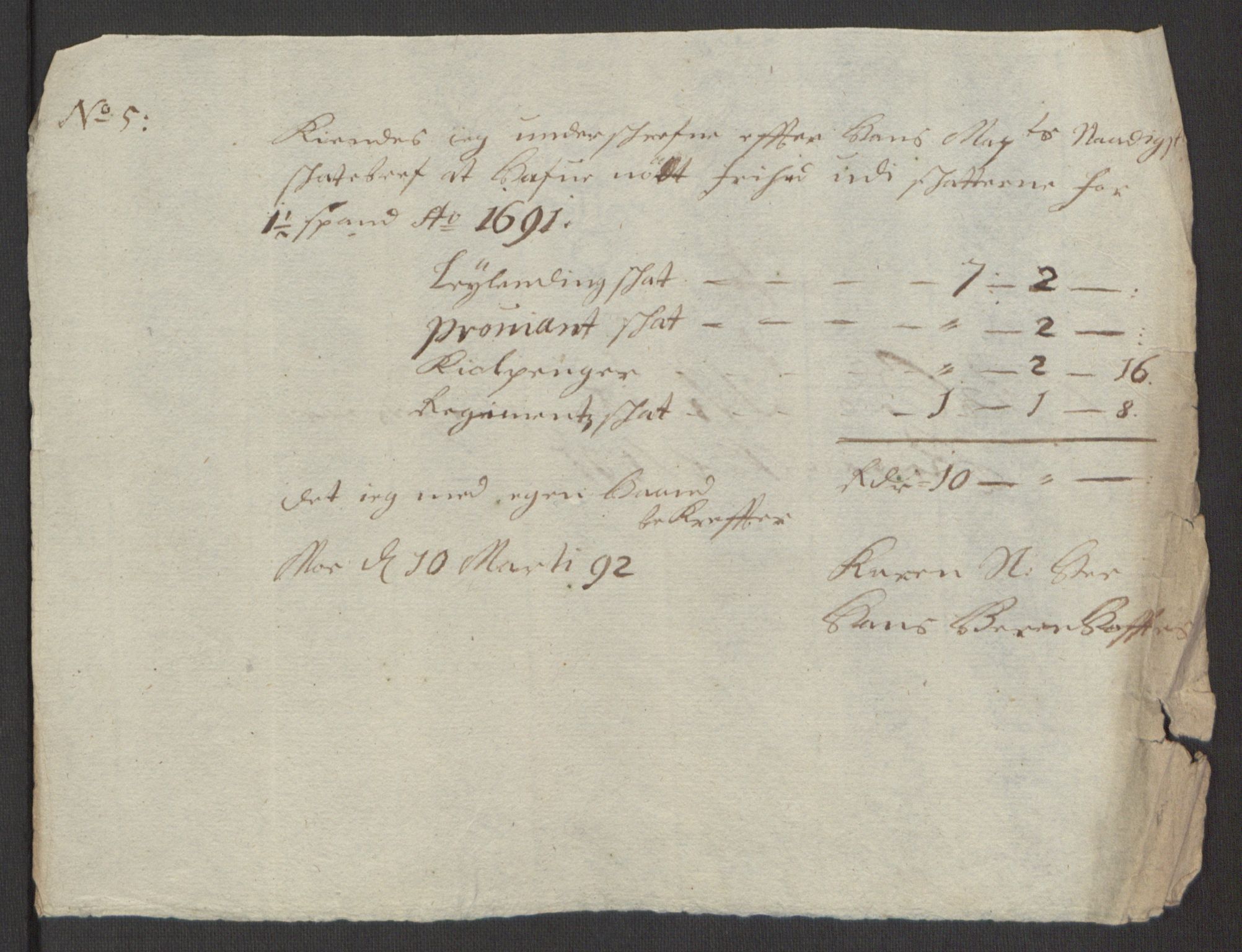 Rentekammeret inntil 1814, Reviderte regnskaper, Fogderegnskap, AV/RA-EA-4092/R61/L4103: Fogderegnskap Strinda og Selbu, 1691-1692, s. 164