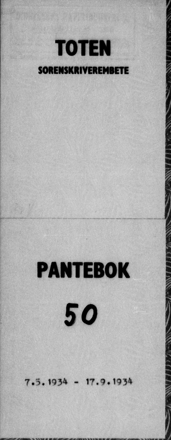 Toten tingrett, SAH/TING-006/H/Hb/Hba/L0050: Pantebok nr. 50, 1934-1934