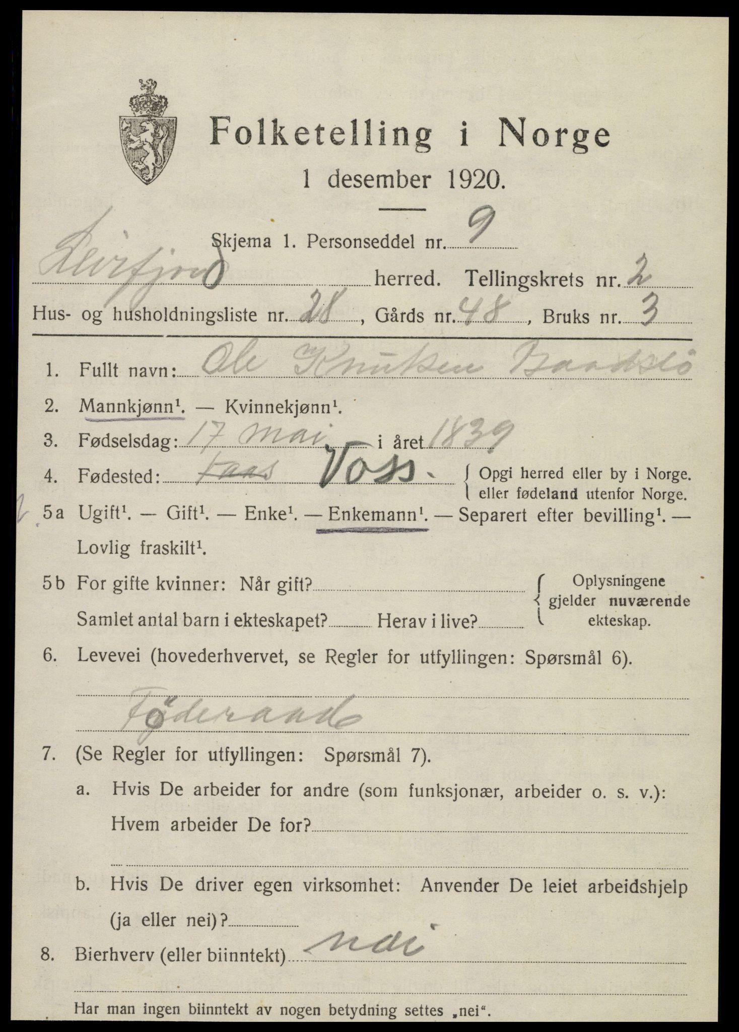 SAT, Folketelling 1920 for 1822 Leirfjord herred, 1920, s. 1745