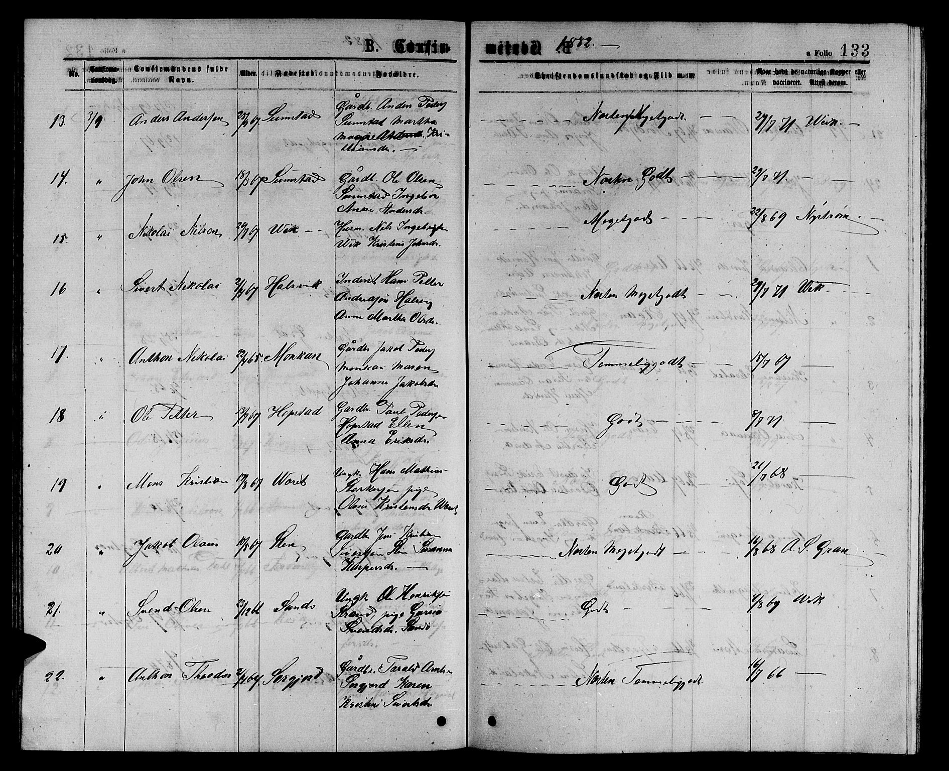 Ministerialprotokoller, klokkerbøker og fødselsregistre - Sør-Trøndelag, SAT/A-1456/657/L0715: Klokkerbok nr. 657C02, 1873-1888, s. 133