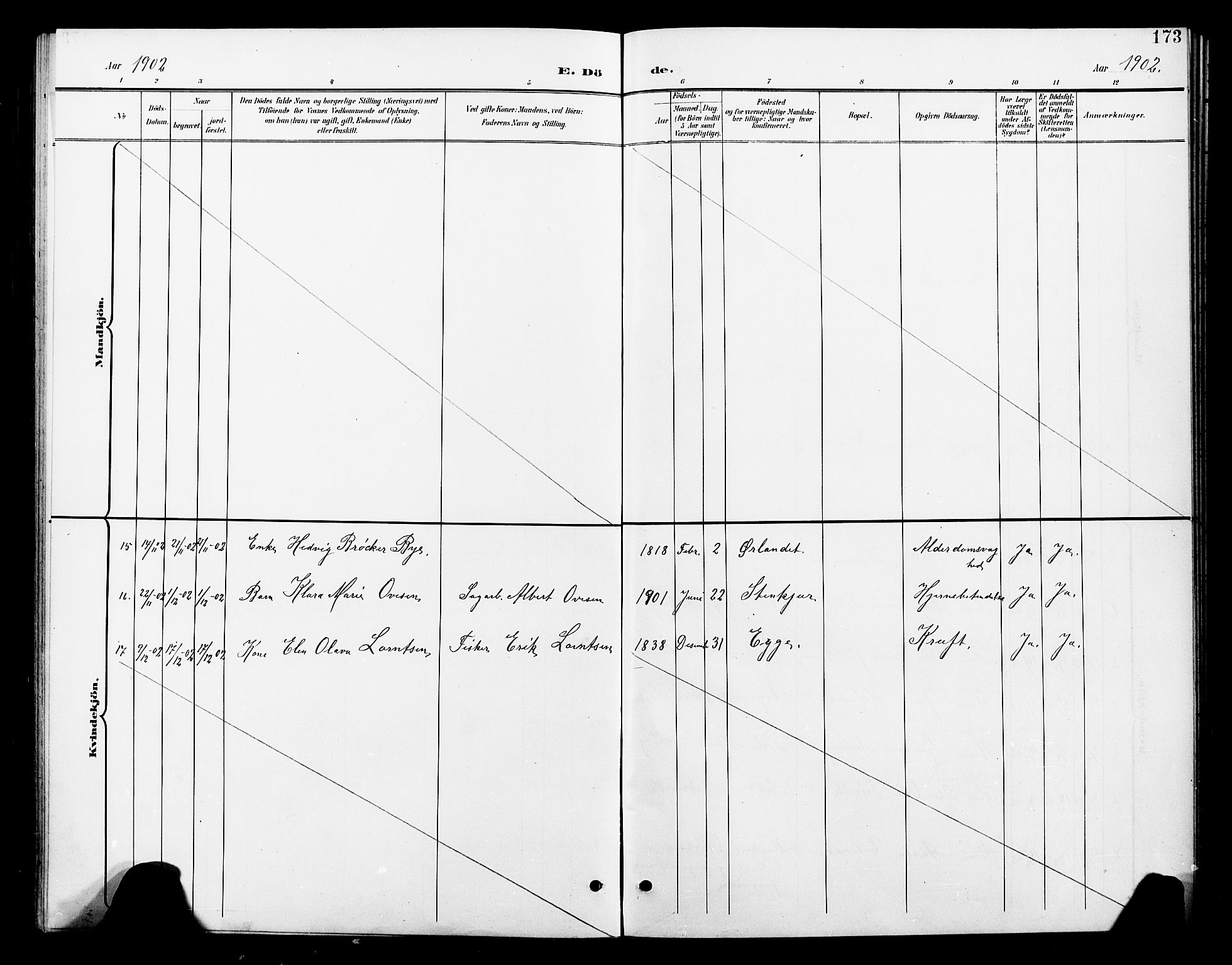 Ministerialprotokoller, klokkerbøker og fødselsregistre - Nord-Trøndelag, SAT/A-1458/739/L0375: Klokkerbok nr. 739C03, 1898-1908, s. 173
