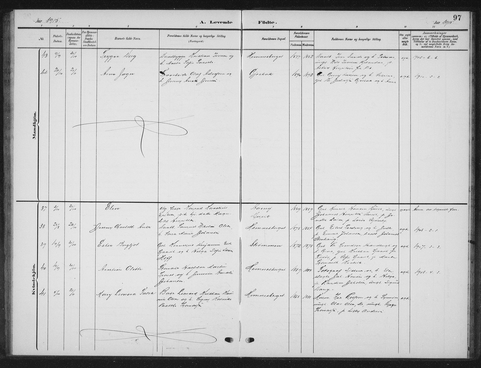 Ministerialprotokoller, klokkerbøker og fødselsregistre - Nordland, AV/SAT-A-1459/825/L0370: Klokkerbok nr. 825C07, 1903-1923, s. 97