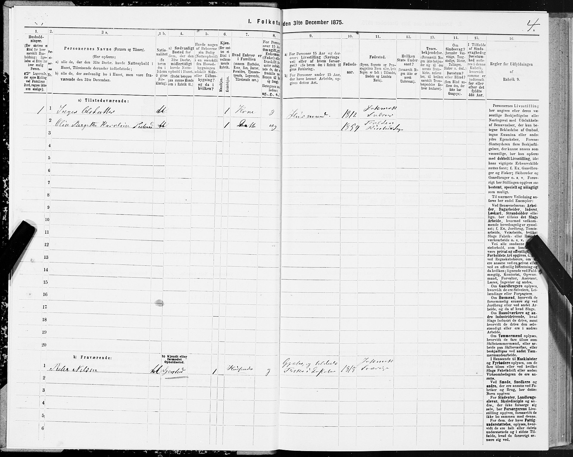 SAT, Folketelling 1875 for 1845P Folda prestegjeld, 1875, s. 3004