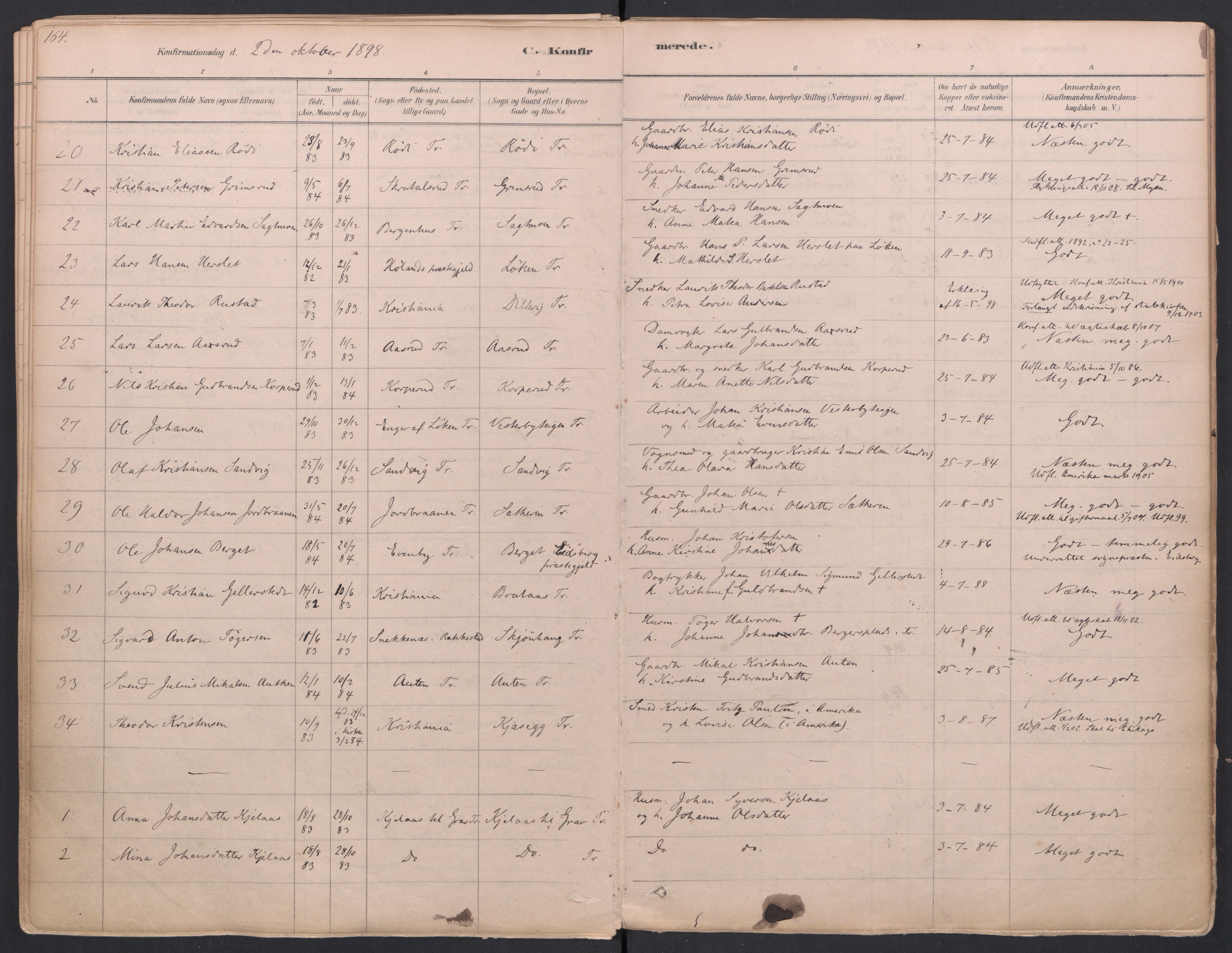 Trøgstad prestekontor Kirkebøker, AV/SAO-A-10925/F/Fa/L0010: Ministerialbok nr. I 10, 1878-1898, s. 164