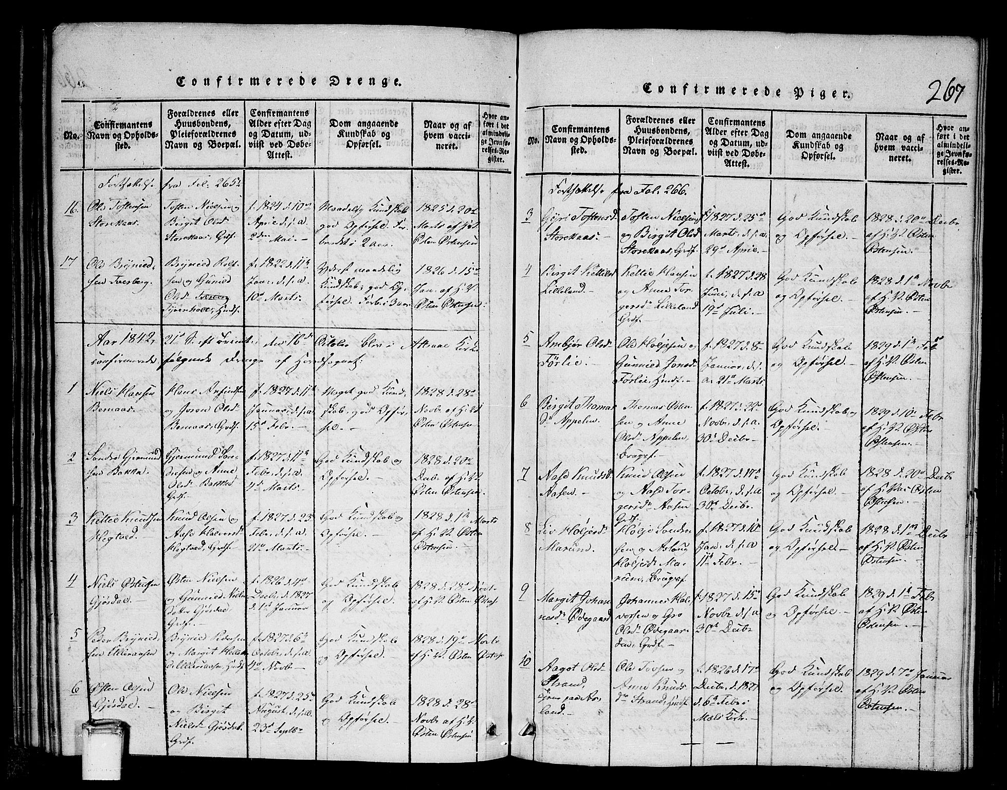 Tinn kirkebøker, AV/SAKO-A-308/G/Gb/L0001: Klokkerbok nr. II 1 /2, 1837-1850, s. 267