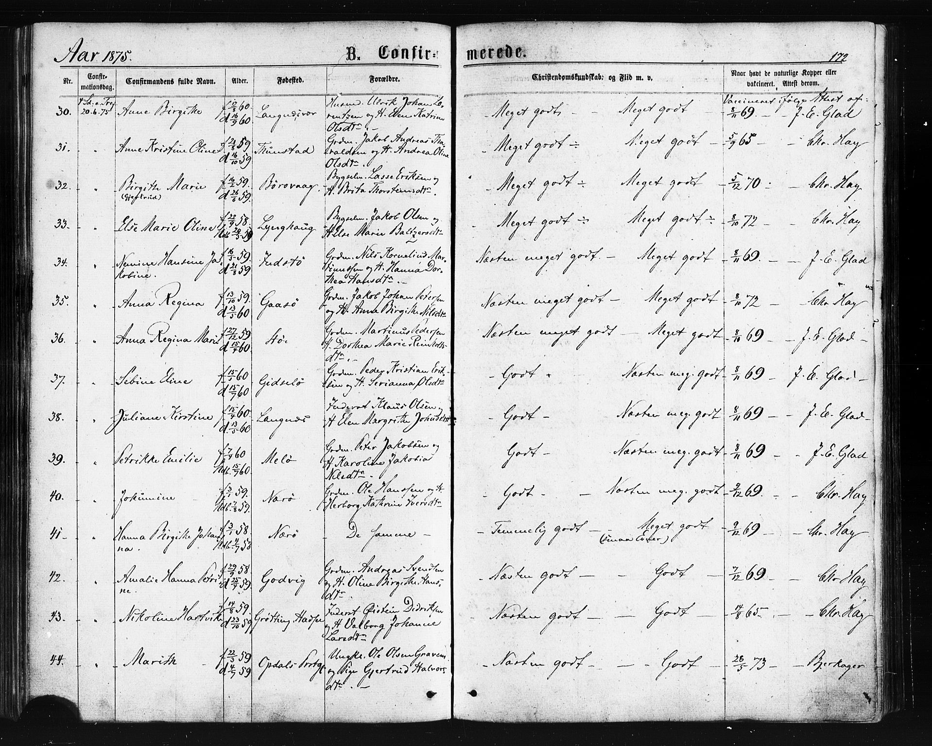 Ministerialprotokoller, klokkerbøker og fødselsregistre - Nordland, AV/SAT-A-1459/893/L1334: Ministerialbok nr. 893A07, 1867-1877, s. 172