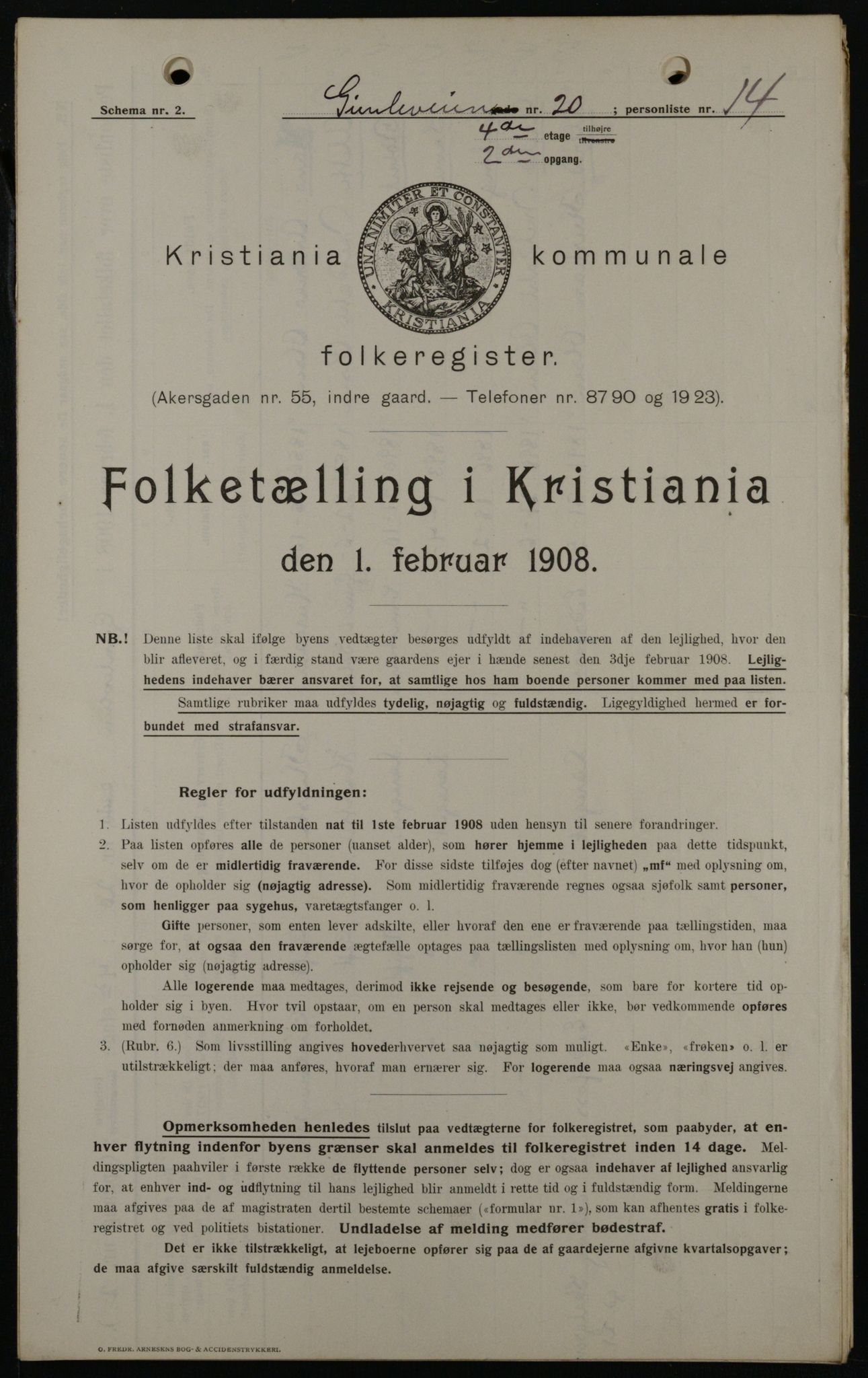 OBA, Kommunal folketelling 1.2.1908 for Kristiania kjøpstad, 1908, s. 26289