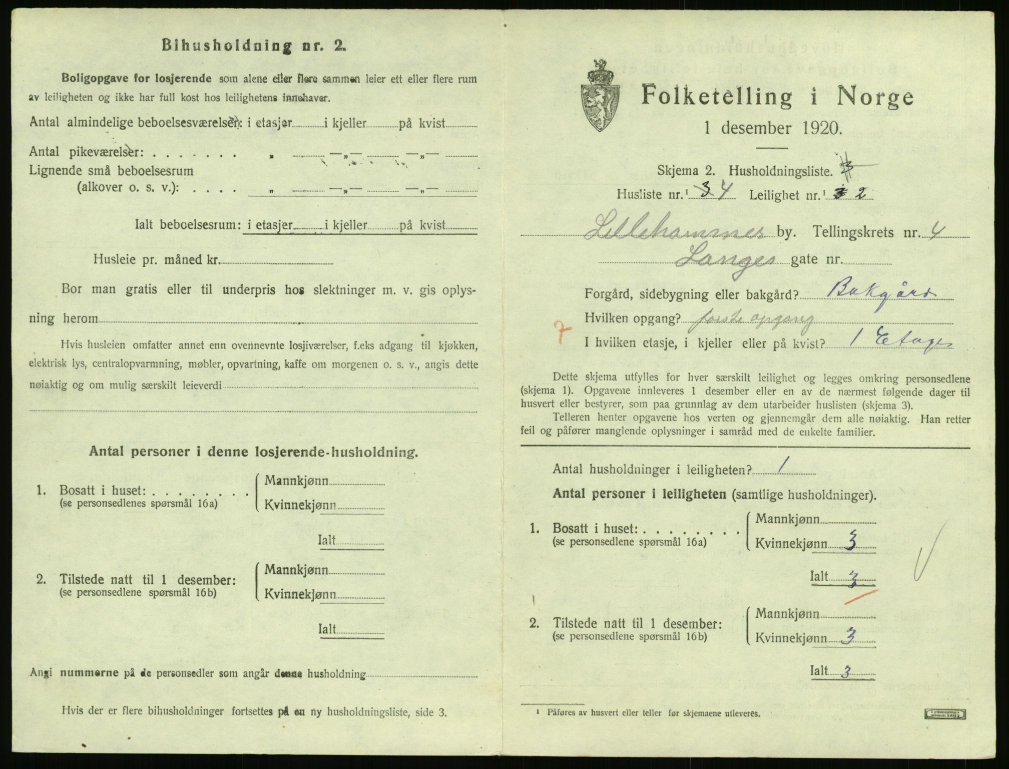 SAH, Folketelling 1920 for 0501 Lillehammer kjøpstad, 1920, s. 1938