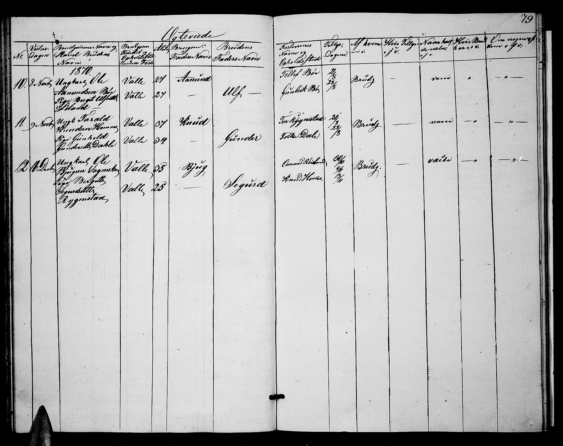 Valle sokneprestkontor, AV/SAK-1111-0044/F/Fb/Fbc/L0002: Klokkerbok nr. B 2, 1848-1870, s. 79