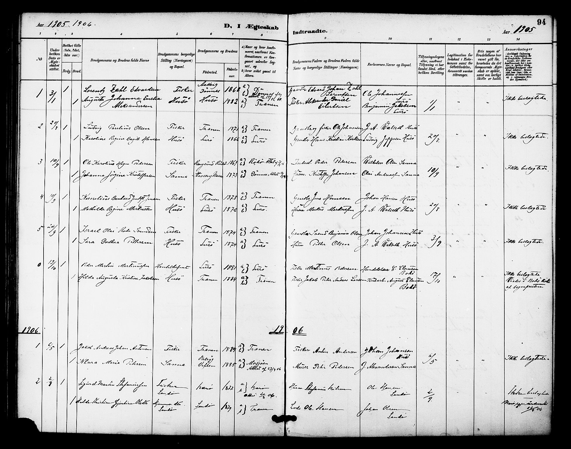 Ministerialprotokoller, klokkerbøker og fødselsregistre - Nordland, AV/SAT-A-1459/840/L0580: Ministerialbok nr. 840A02, 1887-1909, s. 94