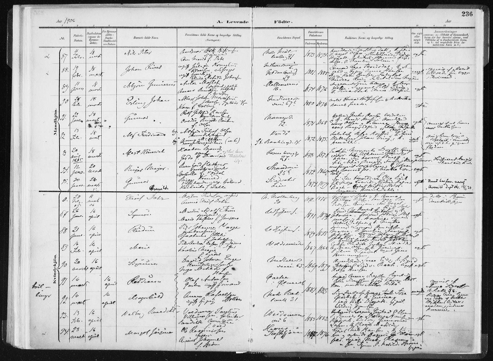 Ministerialprotokoller, klokkerbøker og fødselsregistre - Sør-Trøndelag, SAT/A-1456/604/L0199: Ministerialbok nr. 604A20I, 1901-1906, s. 236