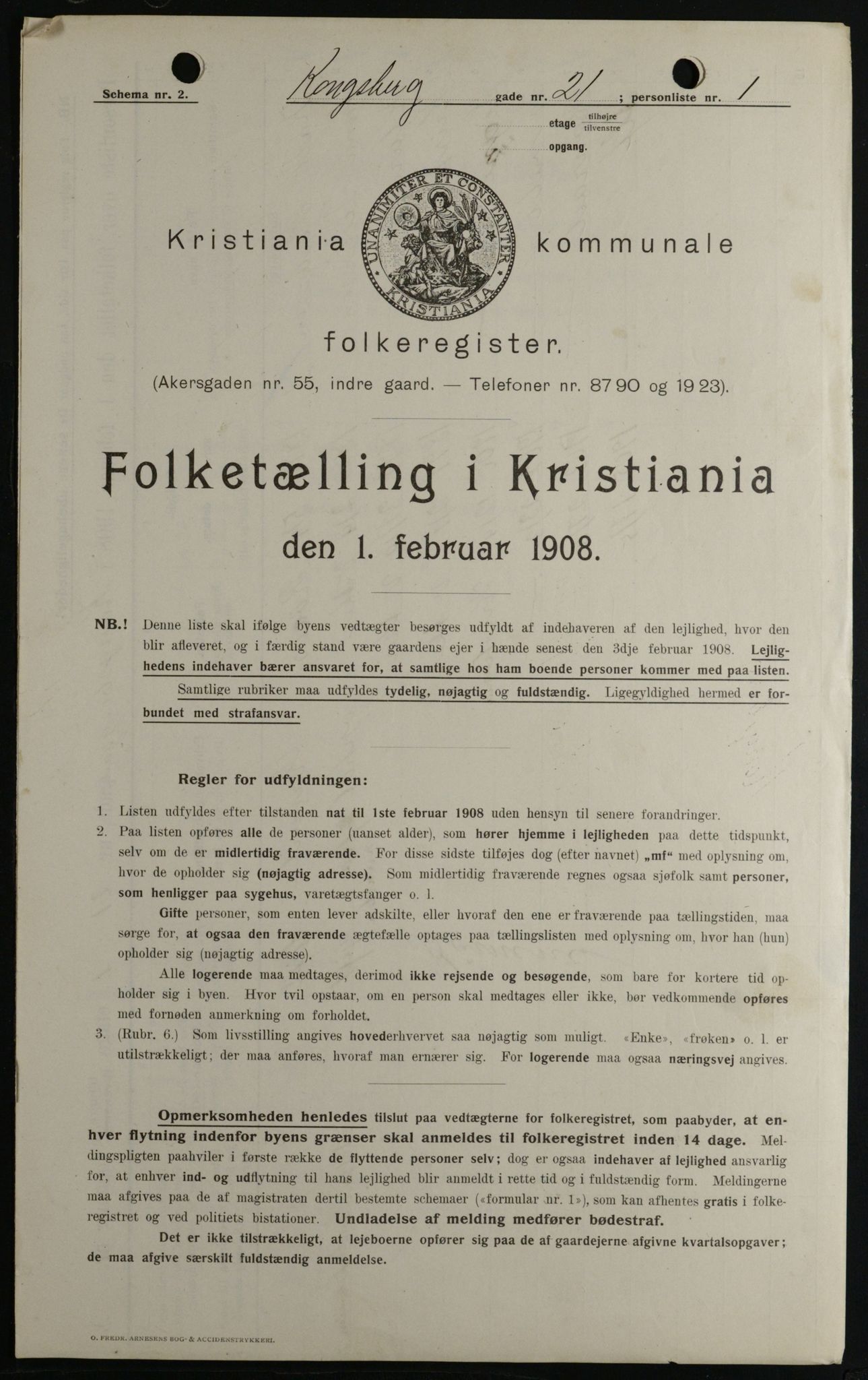 OBA, Kommunal folketelling 1.2.1908 for Kristiania kjøpstad, 1908, s. 47451