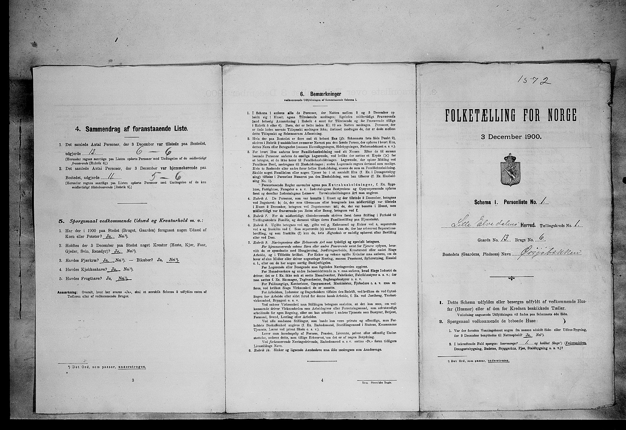 SAH, Folketelling 1900 for 0438 Lille Elvedalen herred, 1900, s. 113