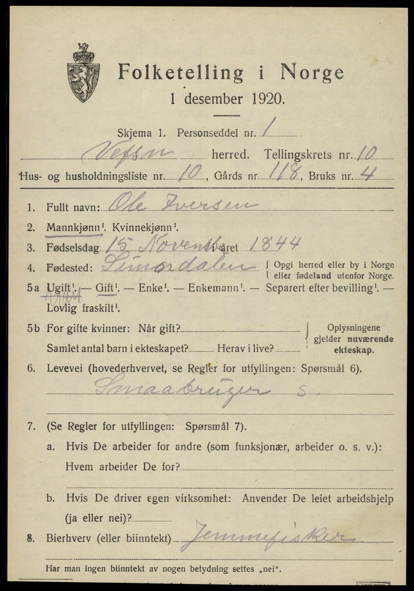 SAT, Folketelling 1920 for 1824 Vefsn herred, 1920, s. 7059