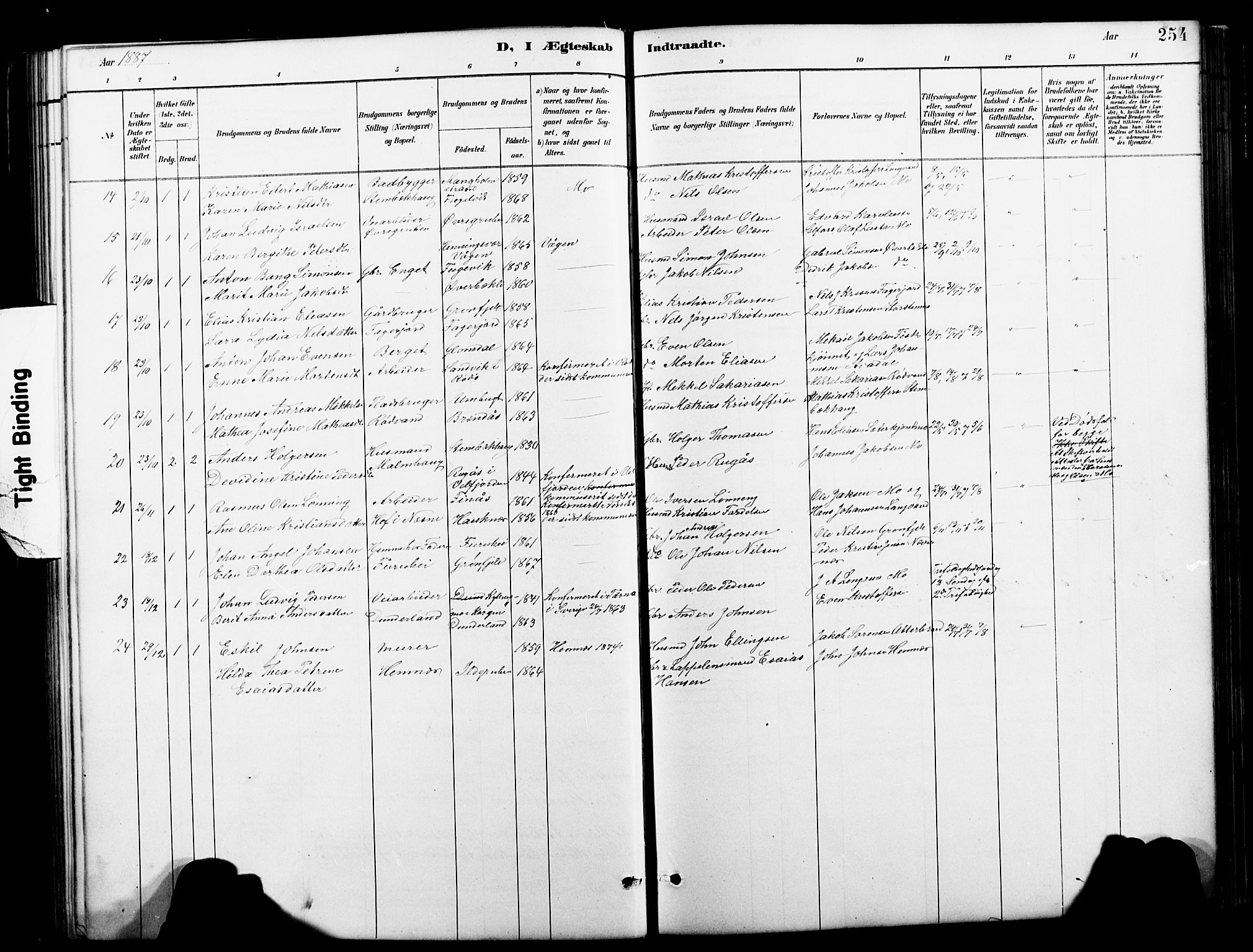 Ministerialprotokoller, klokkerbøker og fødselsregistre - Nordland, AV/SAT-A-1459/827/L0421: Klokkerbok nr. 827C10, 1887-1906, s. 254