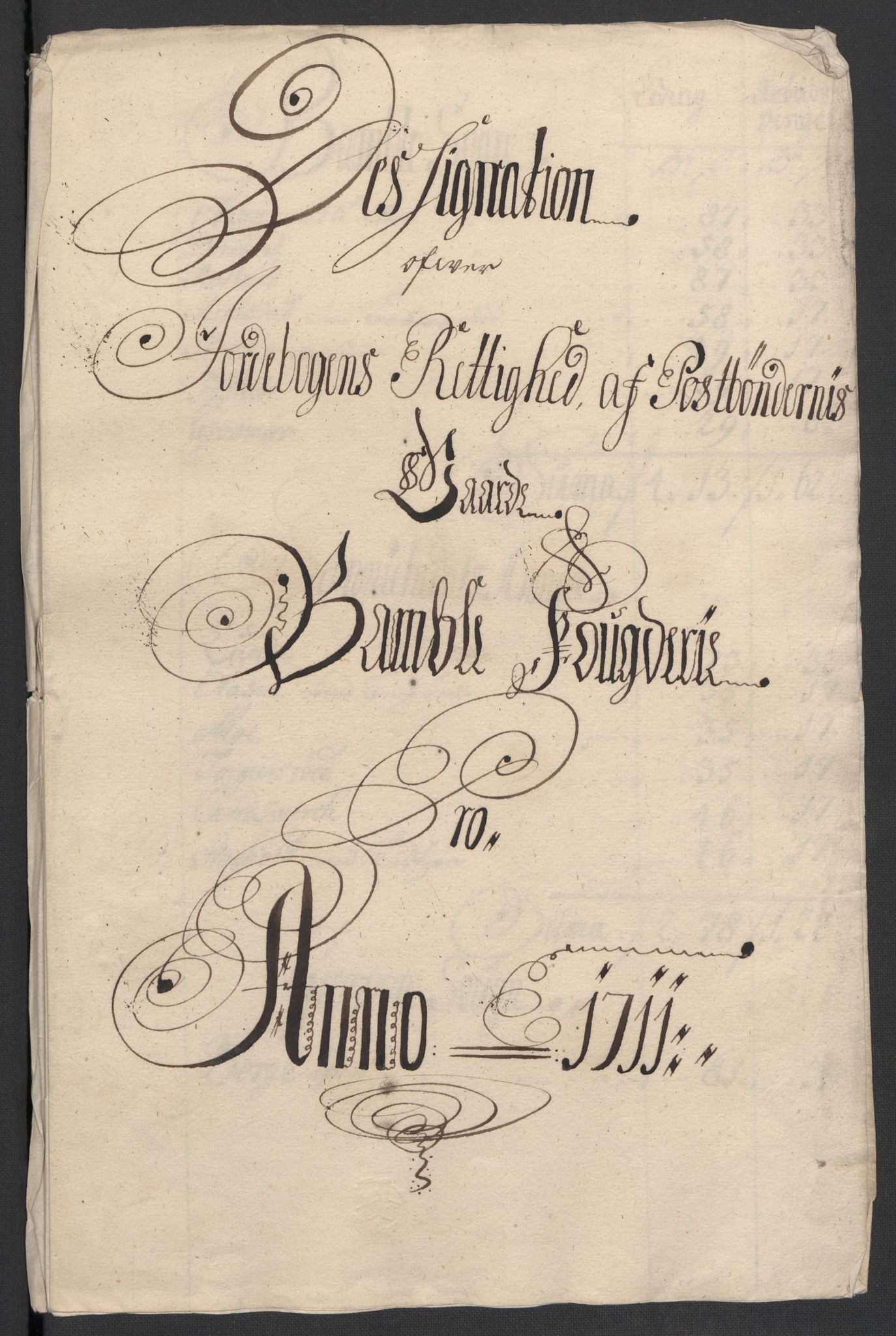 Rentekammeret inntil 1814, Reviderte regnskaper, Fogderegnskap, AV/RA-EA-4092/R36/L2120: Fogderegnskap Øvre og Nedre Telemark og Bamble, 1711, s. 343