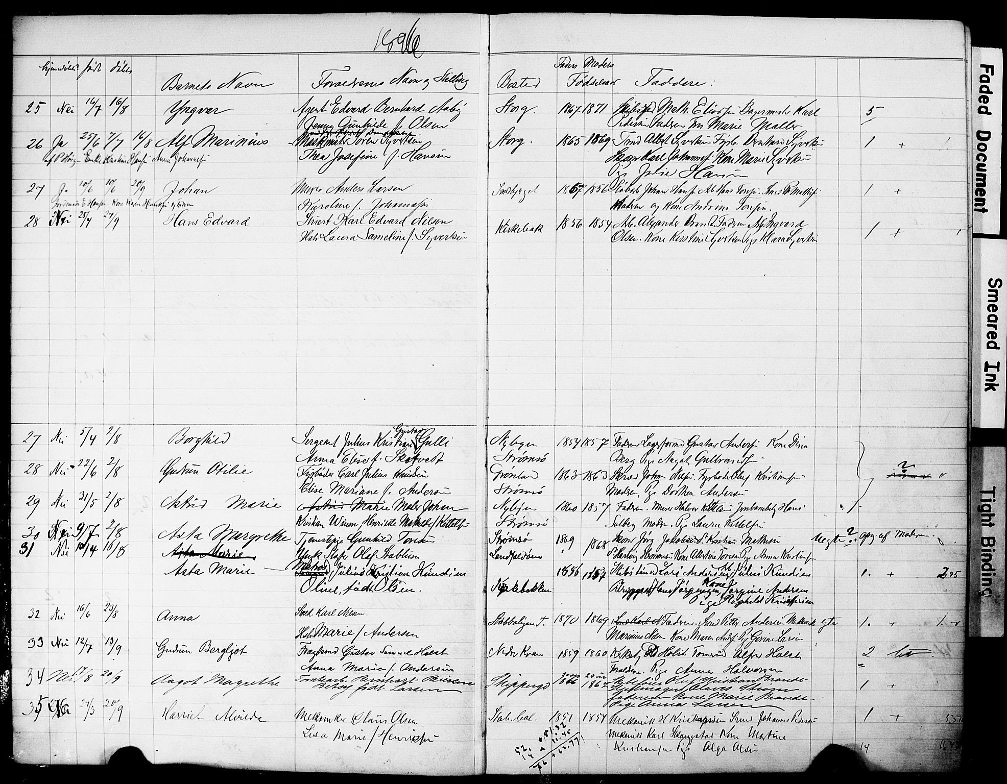 Strømsø kirkebøker, AV/SAKO-A-246/Y/Yb/L0001: Kladd til kirkebok nr. II 1, 1896-1904