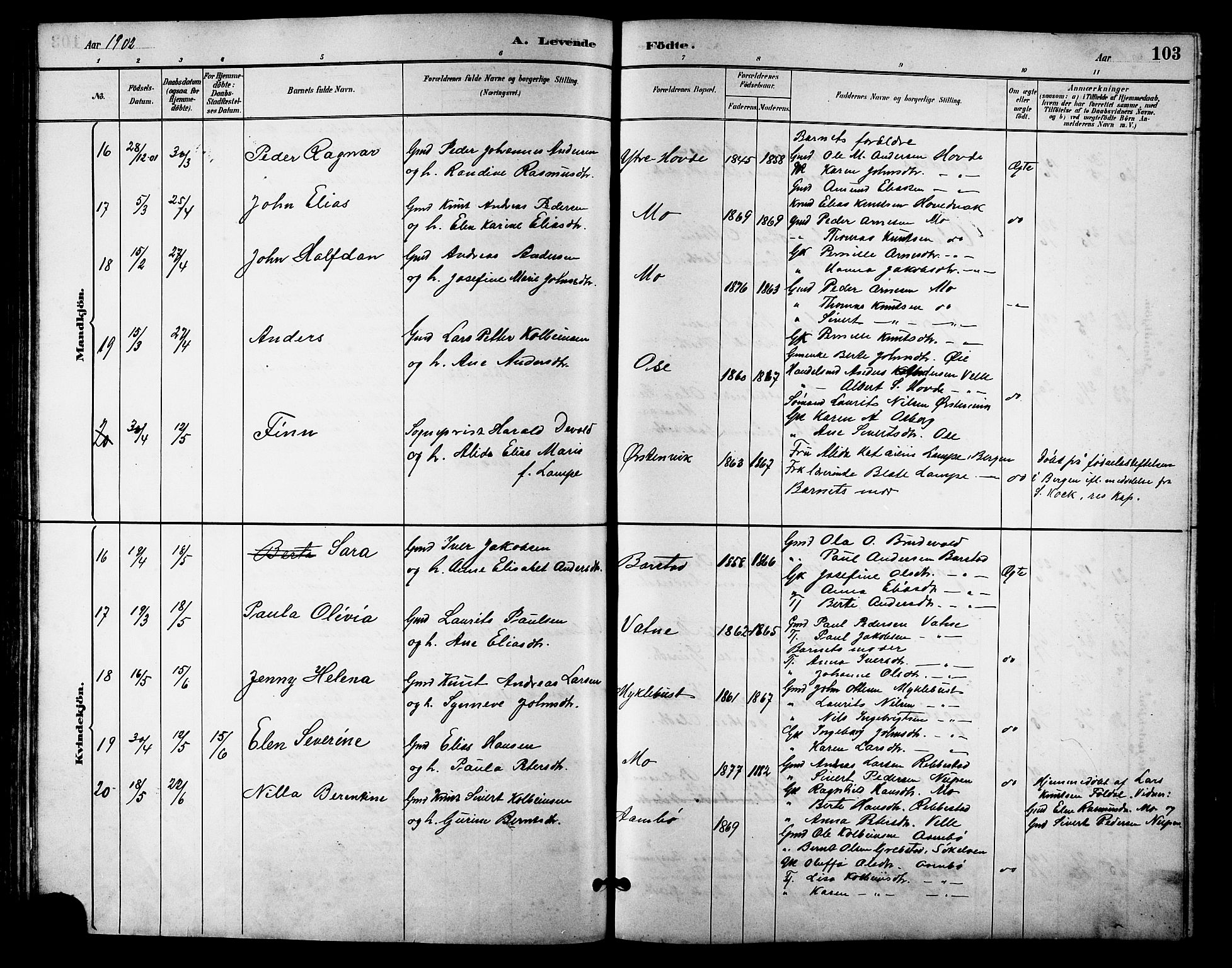 Ministerialprotokoller, klokkerbøker og fødselsregistre - Møre og Romsdal, AV/SAT-A-1454/513/L0189: Klokkerbok nr. 513C03, 1883-1904, s. 103