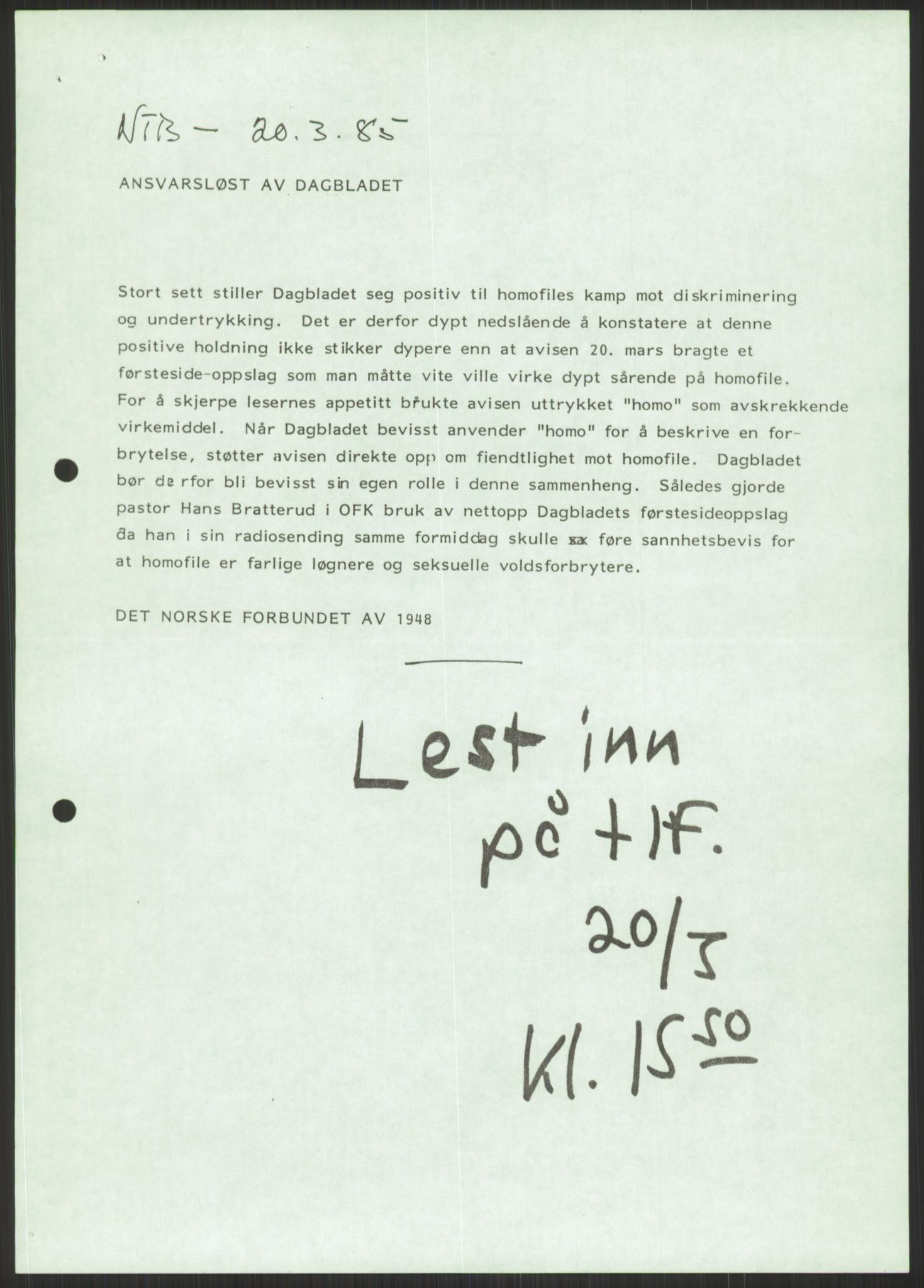 Det Norske Forbundet av 1948/Landsforeningen for Lesbisk og Homofil Frigjøring, AV/RA-PA-1216/D/Dc/L0001: §213, 1953-1989, s. 711