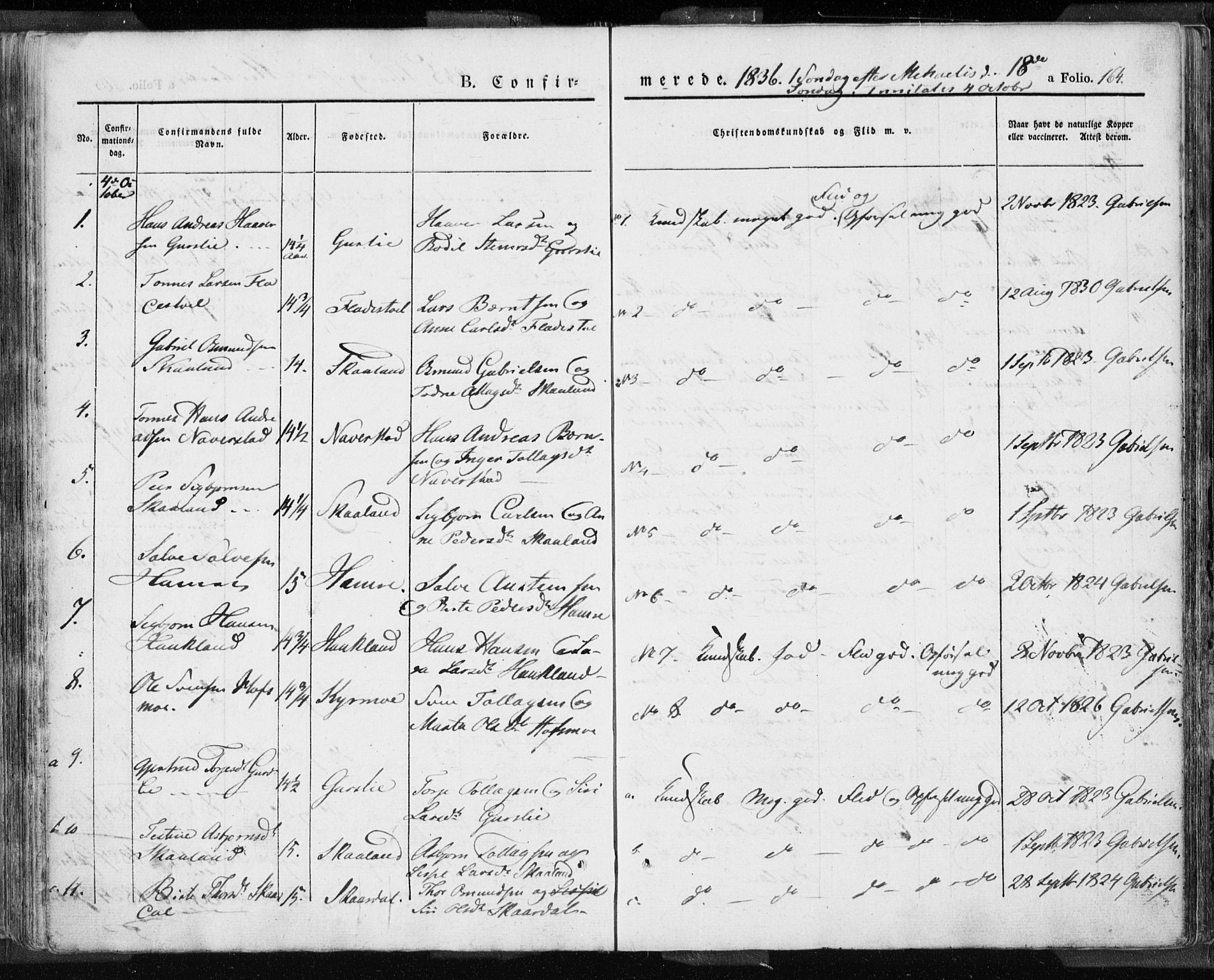 Lund sokneprestkontor, AV/SAST-A-101809/S06/L0007: Ministerialbok nr. A 7.1, 1833-1854, s. 164