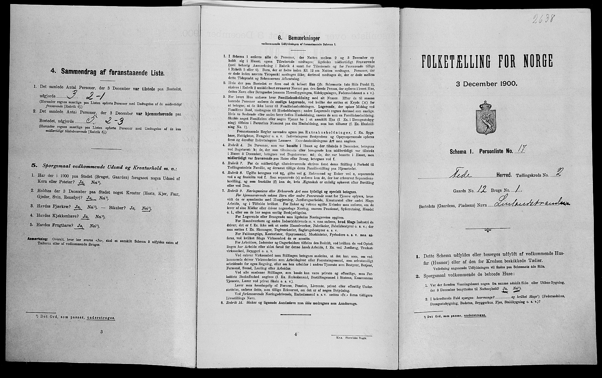 SAK, Folketelling 1900 for 1038 Feda herred, 1900, s. 131