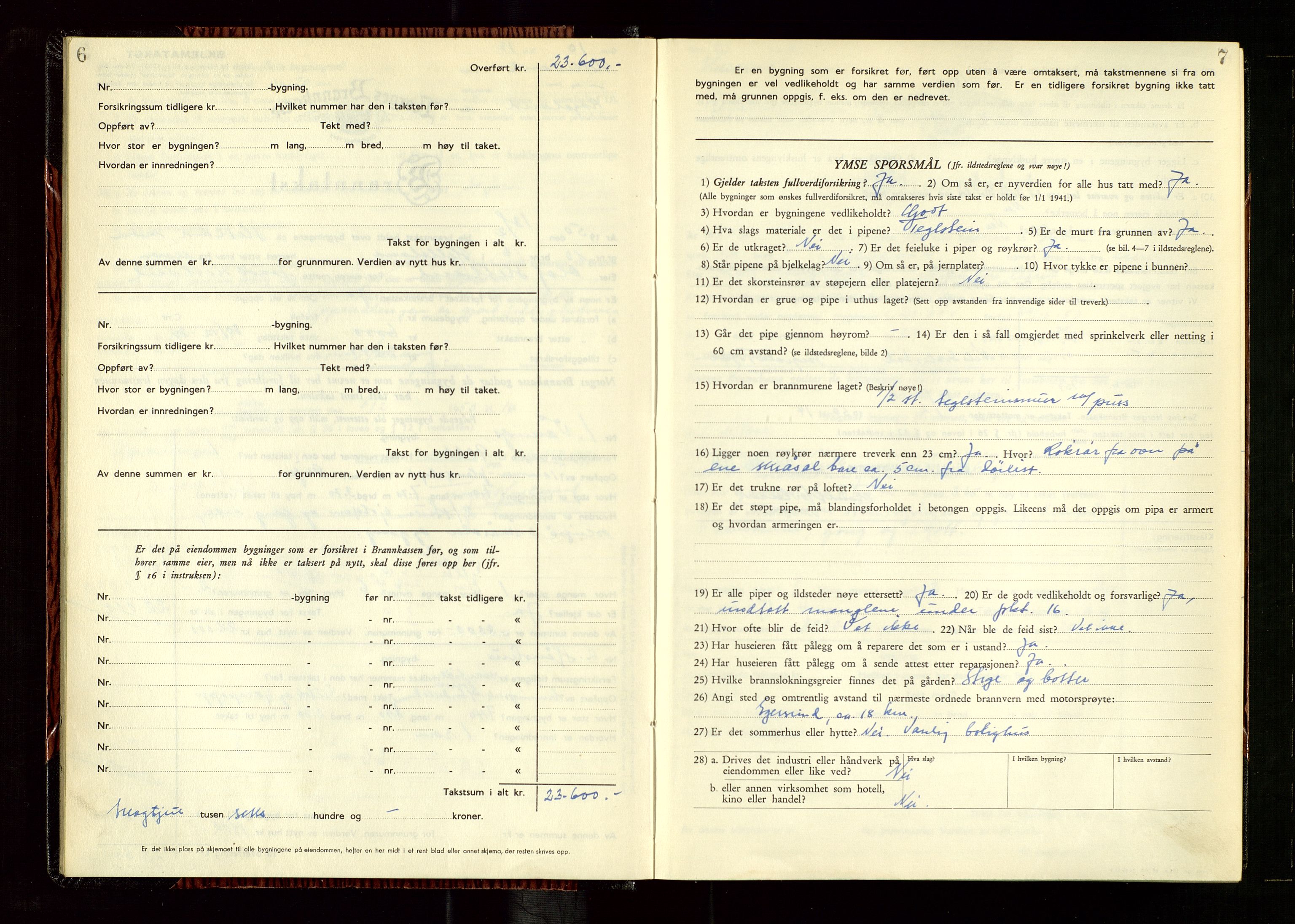 Helleland lensmannskontor, SAST/A-100209/Gob/L0005: "Brandtakstprotokoll", 1950-1955, s. 6-7