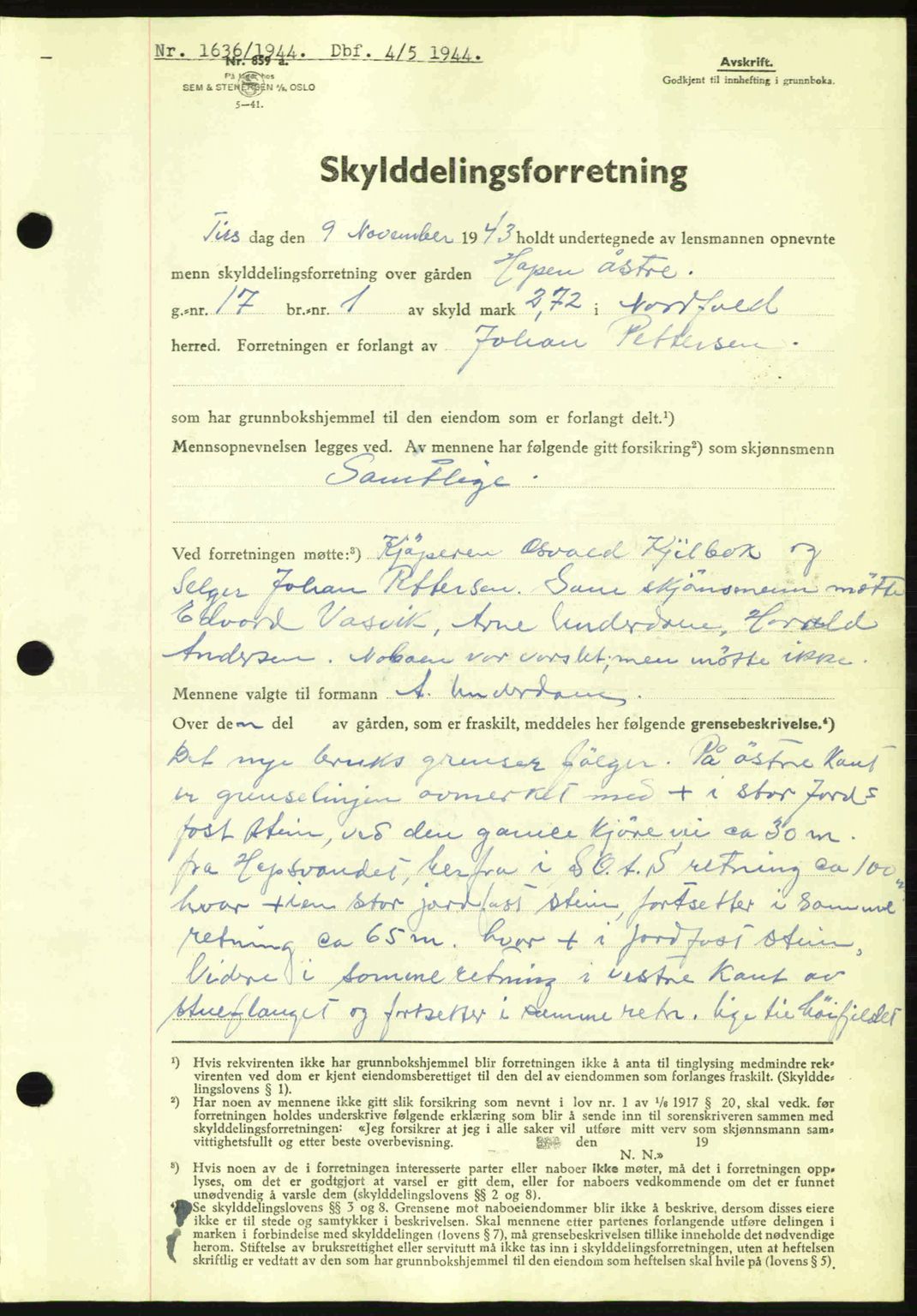 Salten sorenskriveri, SAT/A-4578/1/2/2C: Pantebok nr. A14-15, 1943-1945, Dagboknr: 1636/1944
