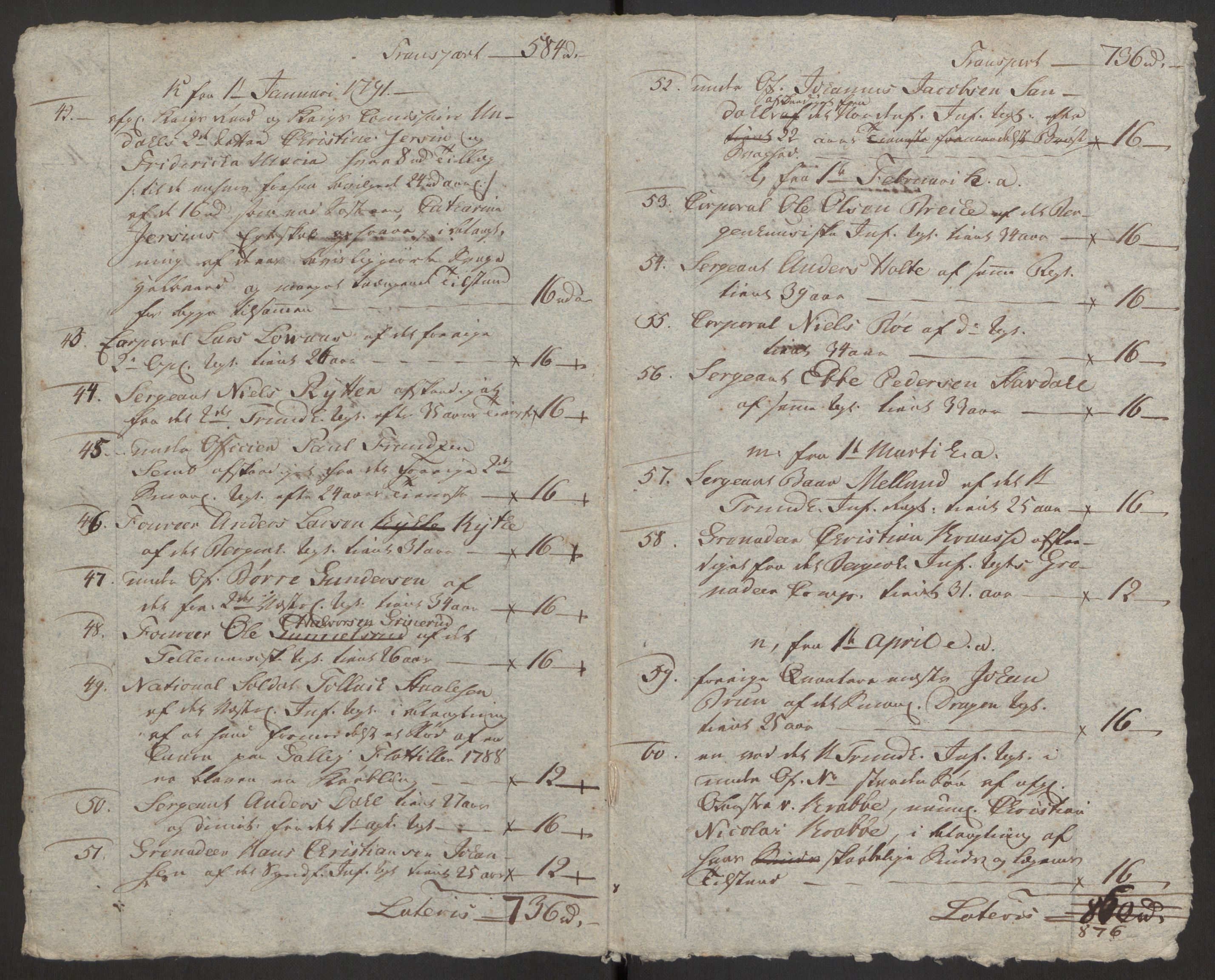 Forsvaret, Den norske kvesthuskasse/krigshospitalkasse, AV/RA-RAFA-1887/F/Fa/L0008: Konsepter, 1790-1793, s. 702