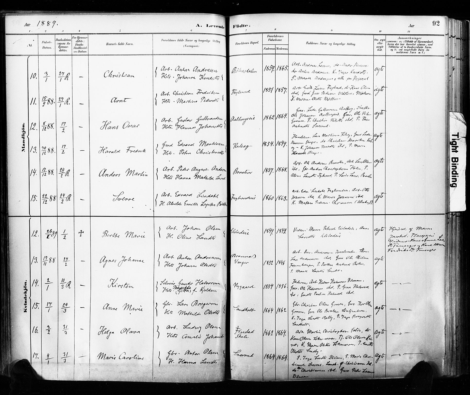 Eidsvoll prestekontor Kirkebøker, AV/SAO-A-10888/F/Fa/L0002: Ministerialbok nr. I 2, 1882-1895, s. 92