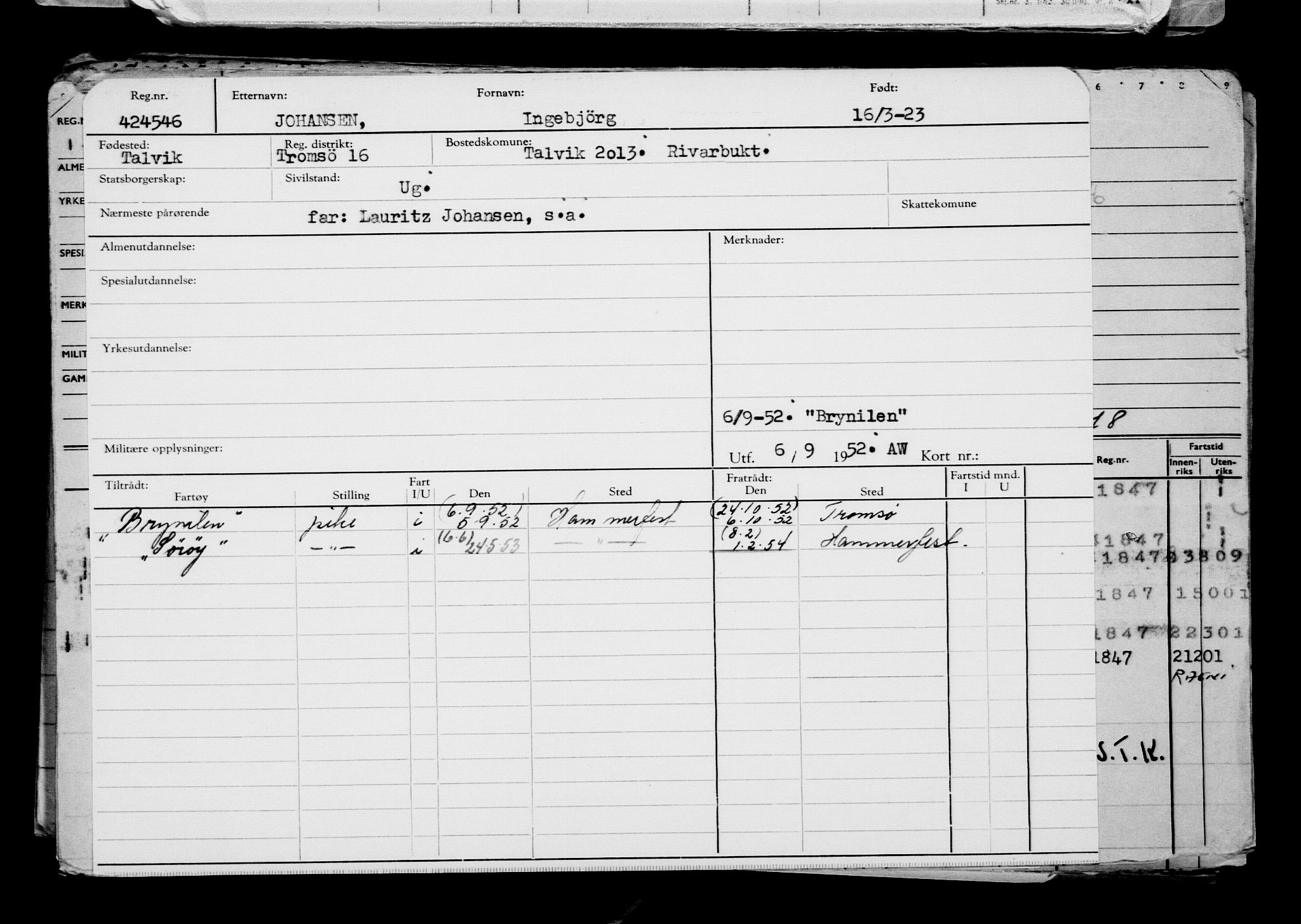 Direktoratet for sjømenn, AV/RA-S-3545/G/Gb/L0216: Hovedkort, 1923, s. 473