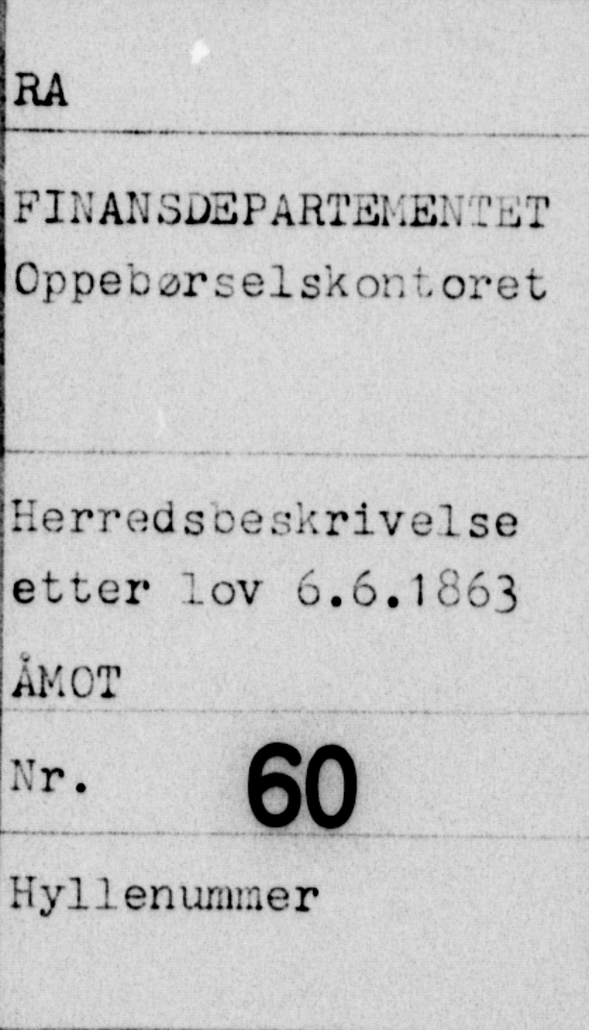 Matrikkelrevisjonen av 1863, AV/RA-S-1530/F/Fe/L0060: Åmot, 1863