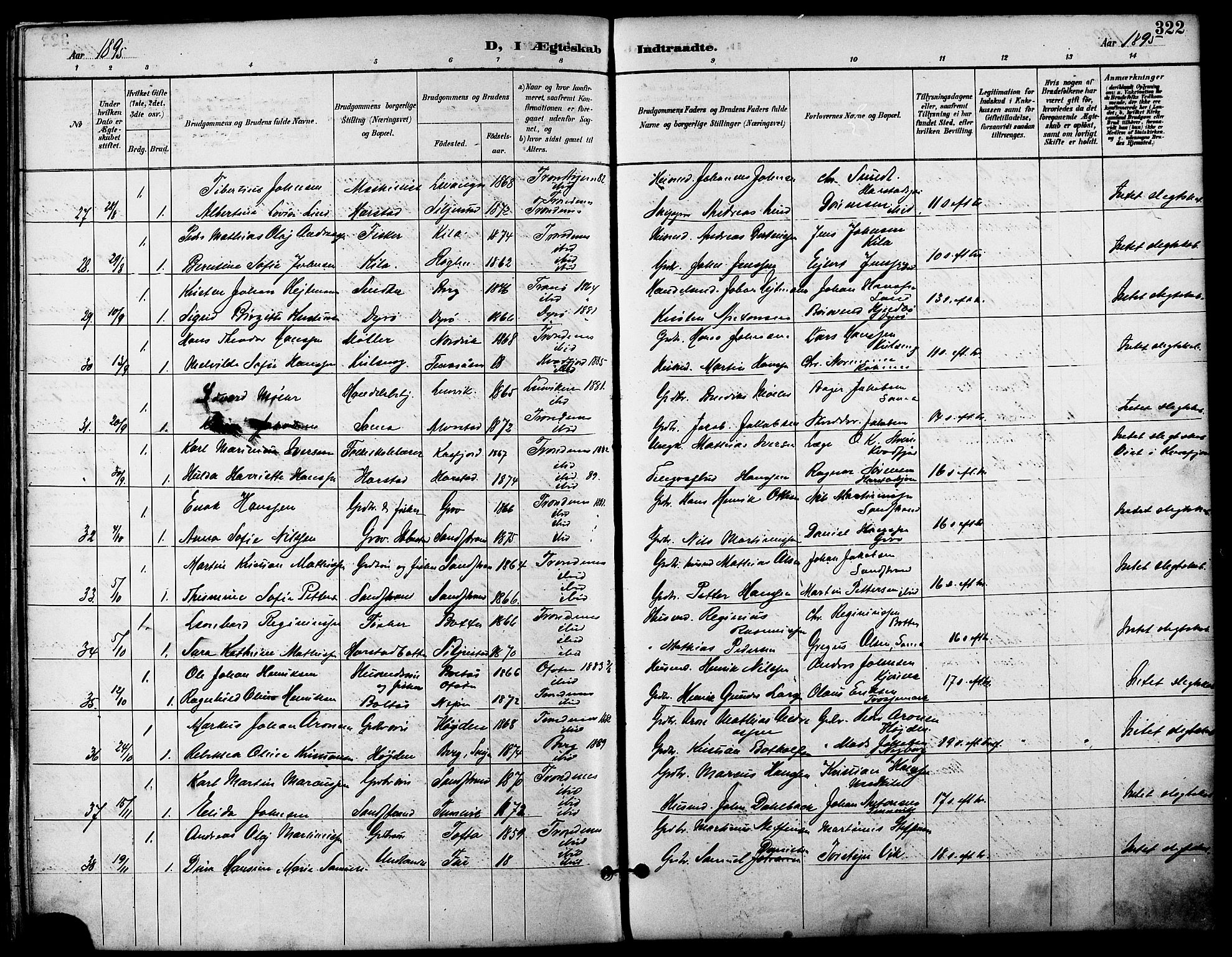 Trondenes sokneprestkontor, AV/SATØ-S-1319/H/Ha/L0016kirke: Ministerialbok nr. 16, 1890-1898, s. 322