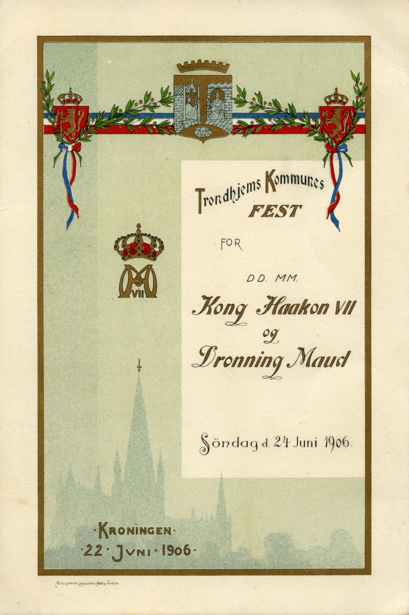 Byfogd Gottfried G. Klem, VLFK/A-1499/F/L0001/0001/0007: Ymse dokument knytt til kroninga av Kong Haakon og Dronning Maud i 1906 / Ymse dokument knytt til kroninga av Kong Haakon og Dronning Maud i 1906, 1906