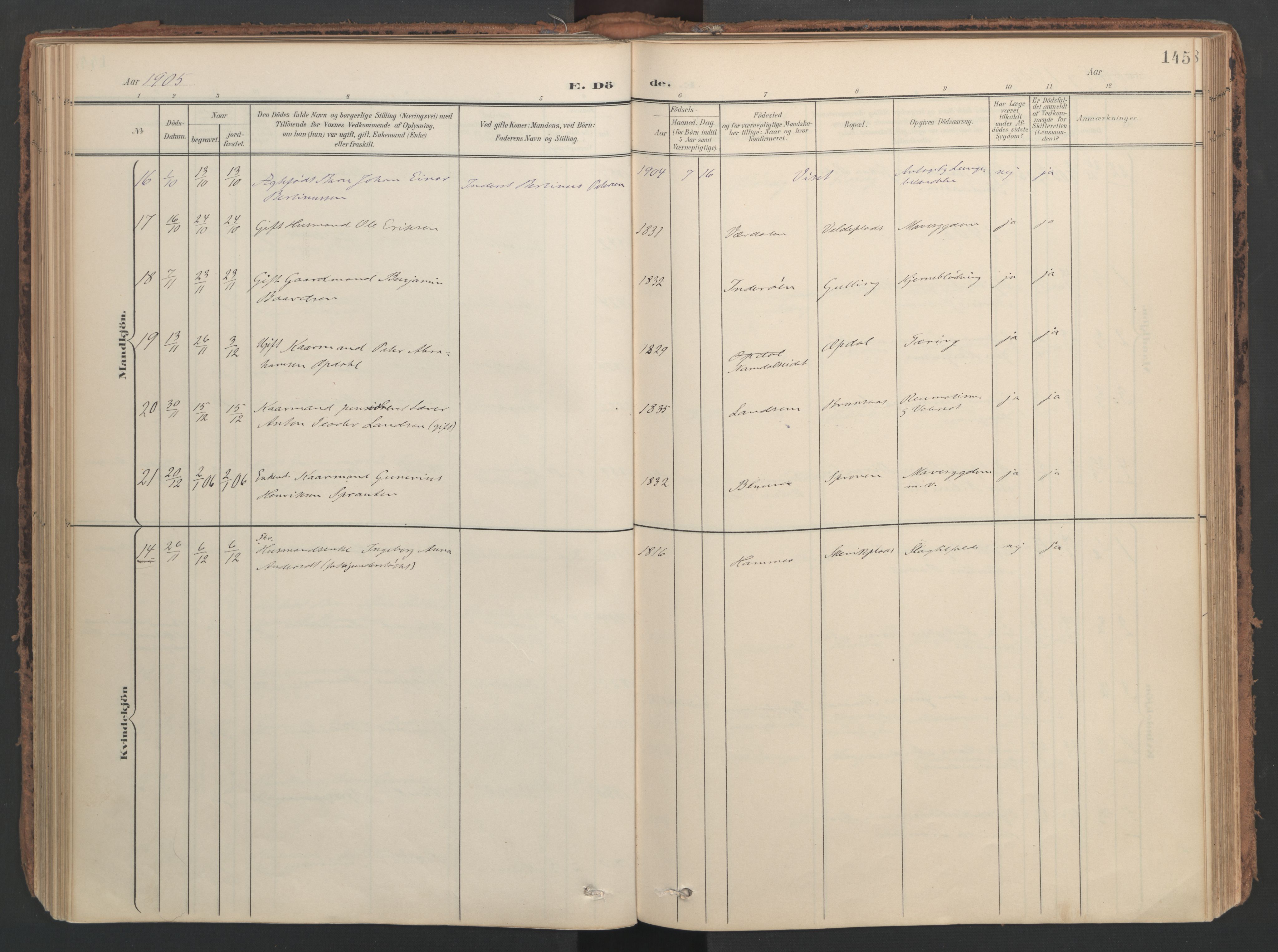 Ministerialprotokoller, klokkerbøker og fødselsregistre - Nord-Trøndelag, SAT/A-1458/741/L0397: Ministerialbok nr. 741A11, 1901-1911, s. 145
