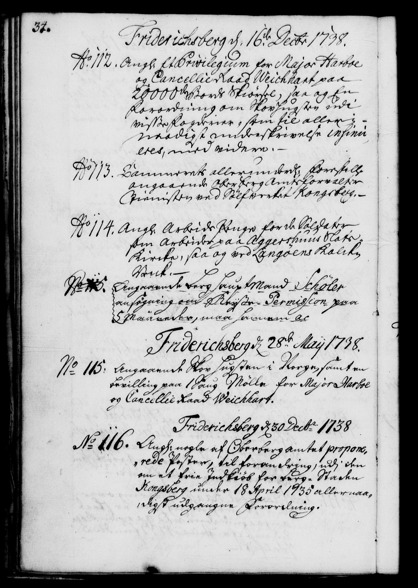Rentekammeret, Kammerkanselliet, RA/EA-3111/G/Gf/Gfb/L0004: Register til norske relasjons- og resolusjonsprotokoller (merket RK 52.99), 1736-1743, s. 34